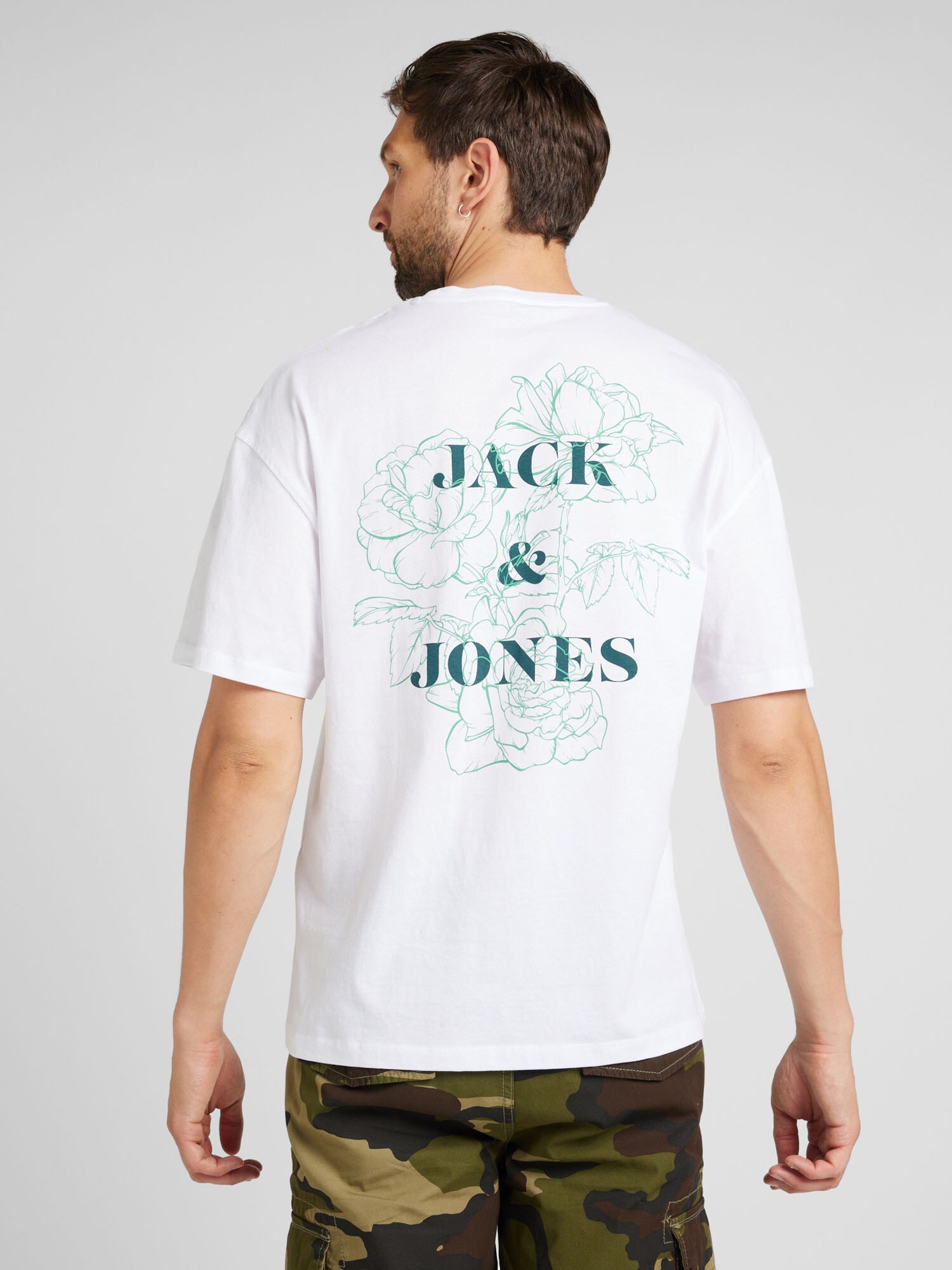 JACK & JONES Póló 'JJPRAIA'  világoszöld / sötétzöld / fehér termék 2. képe