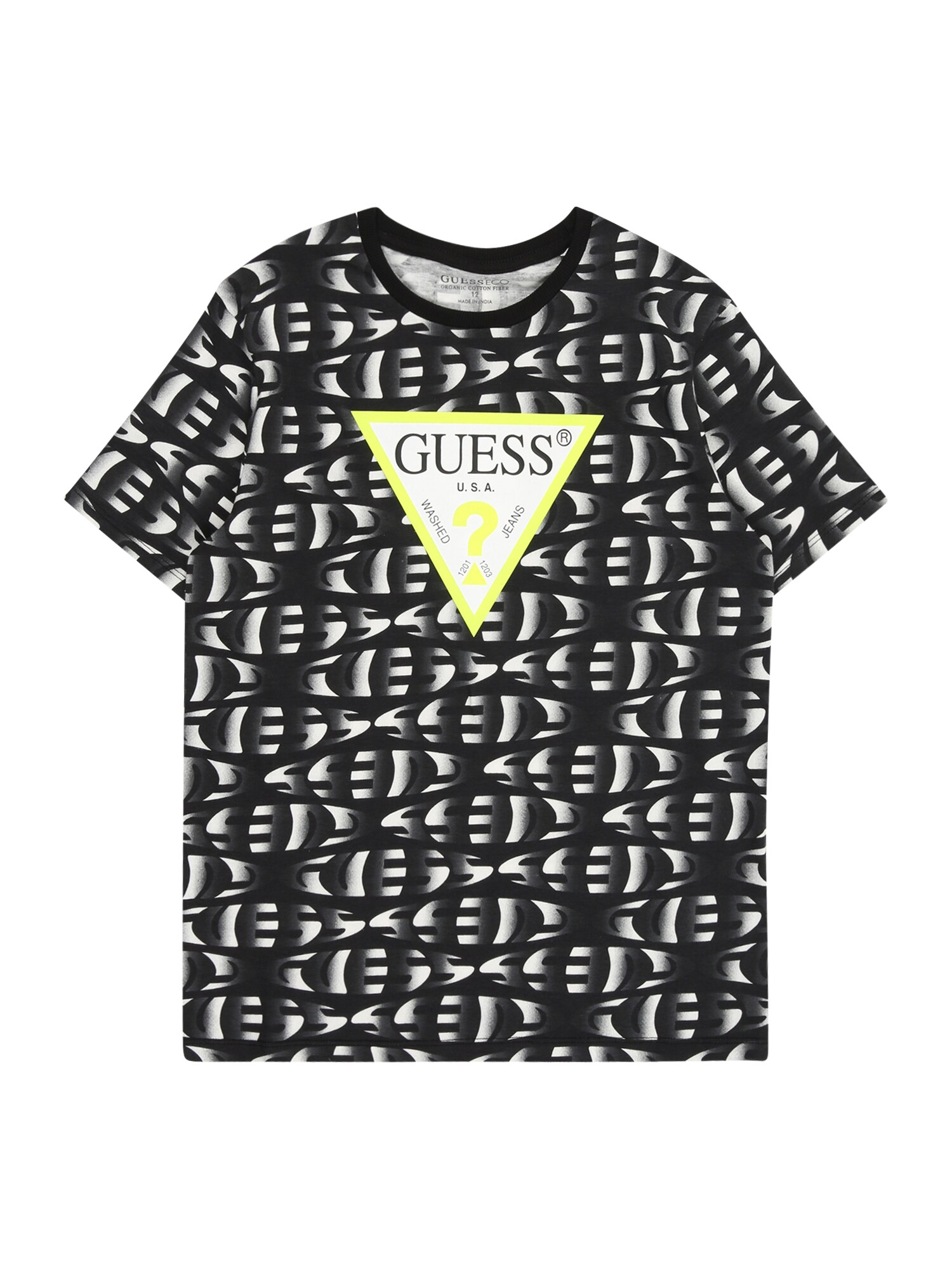 GUESS Tricou  galben / negru / alb
