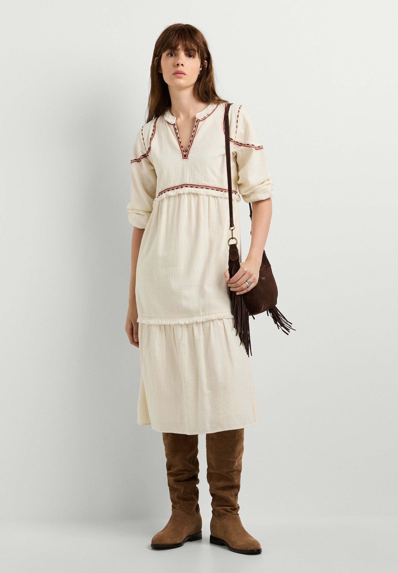 Pepe Jeans Vestido 'Grace'  beige / marrón / rojo oscuro / blanco lana – imagen 2