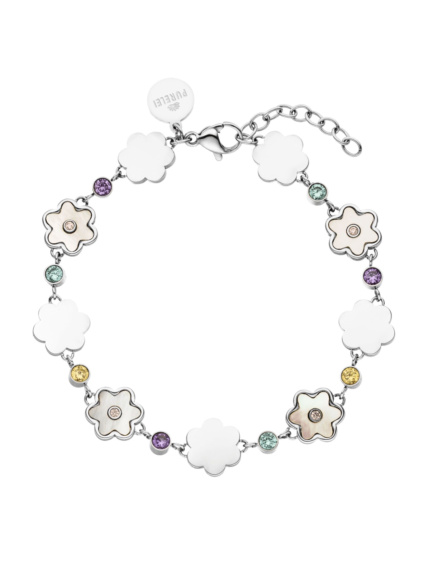 Purelei Armband 'Flowering' Blauw / Lila / Zilver / Wit