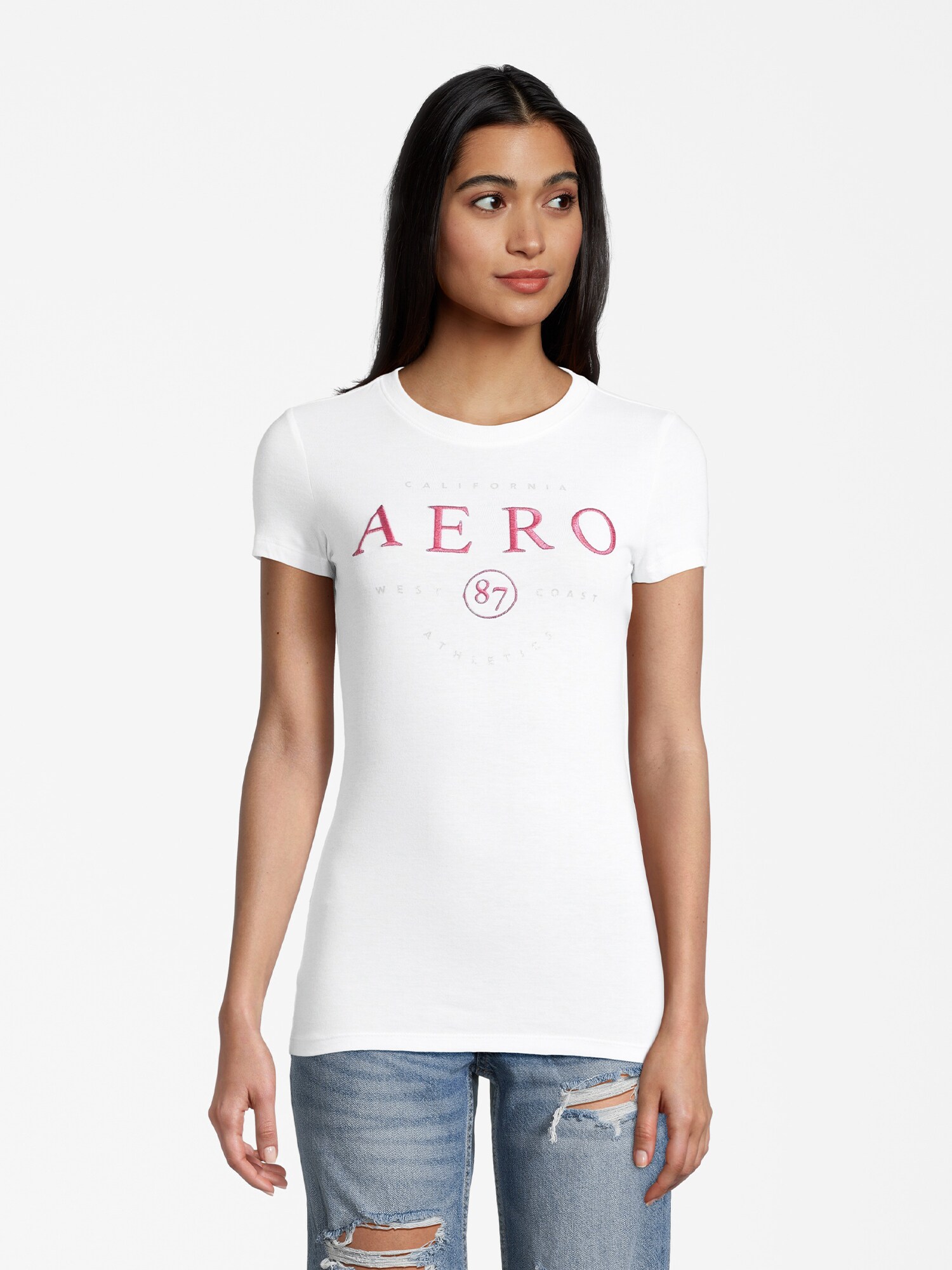 AÉROPOSTALE Póló  rózsaszín / fekete / ezüst / fehér termék 2. képe