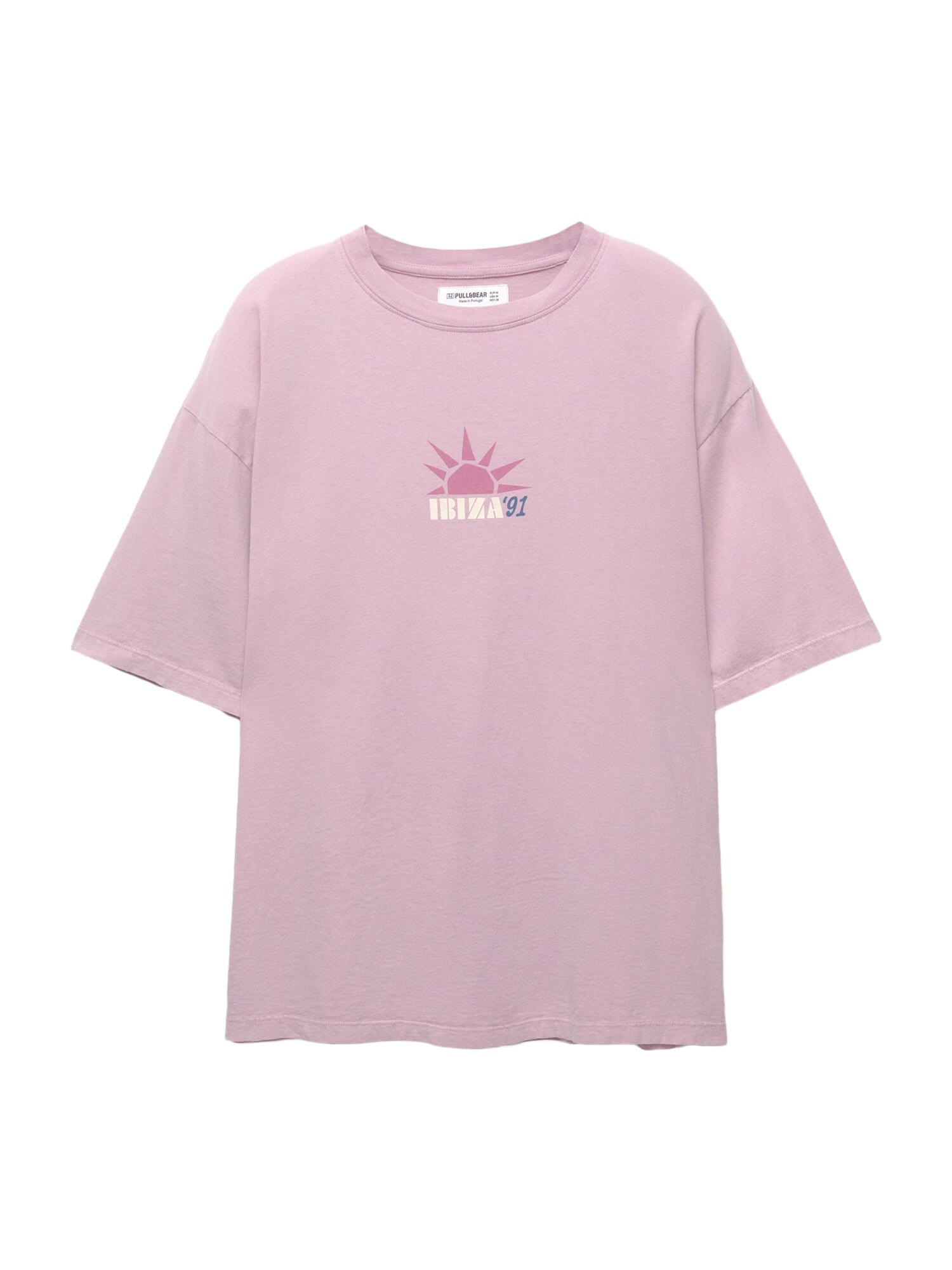 Pull&Bear Oversize póló  ekrü / tengerészkék / orgona / rózsaszín akciós termékkép 1