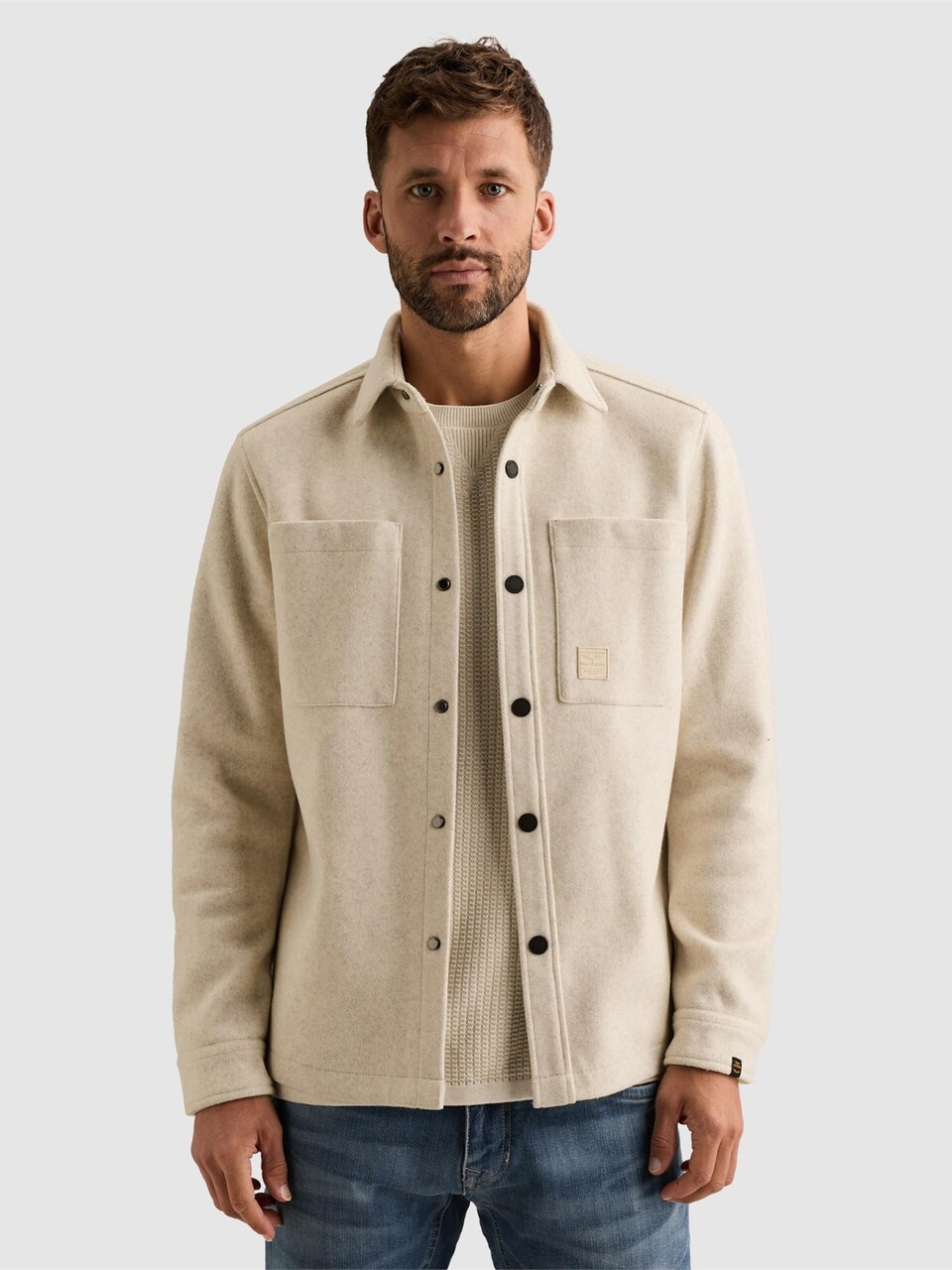 Skjorta 'Overshirt with wool look and chest pockets'