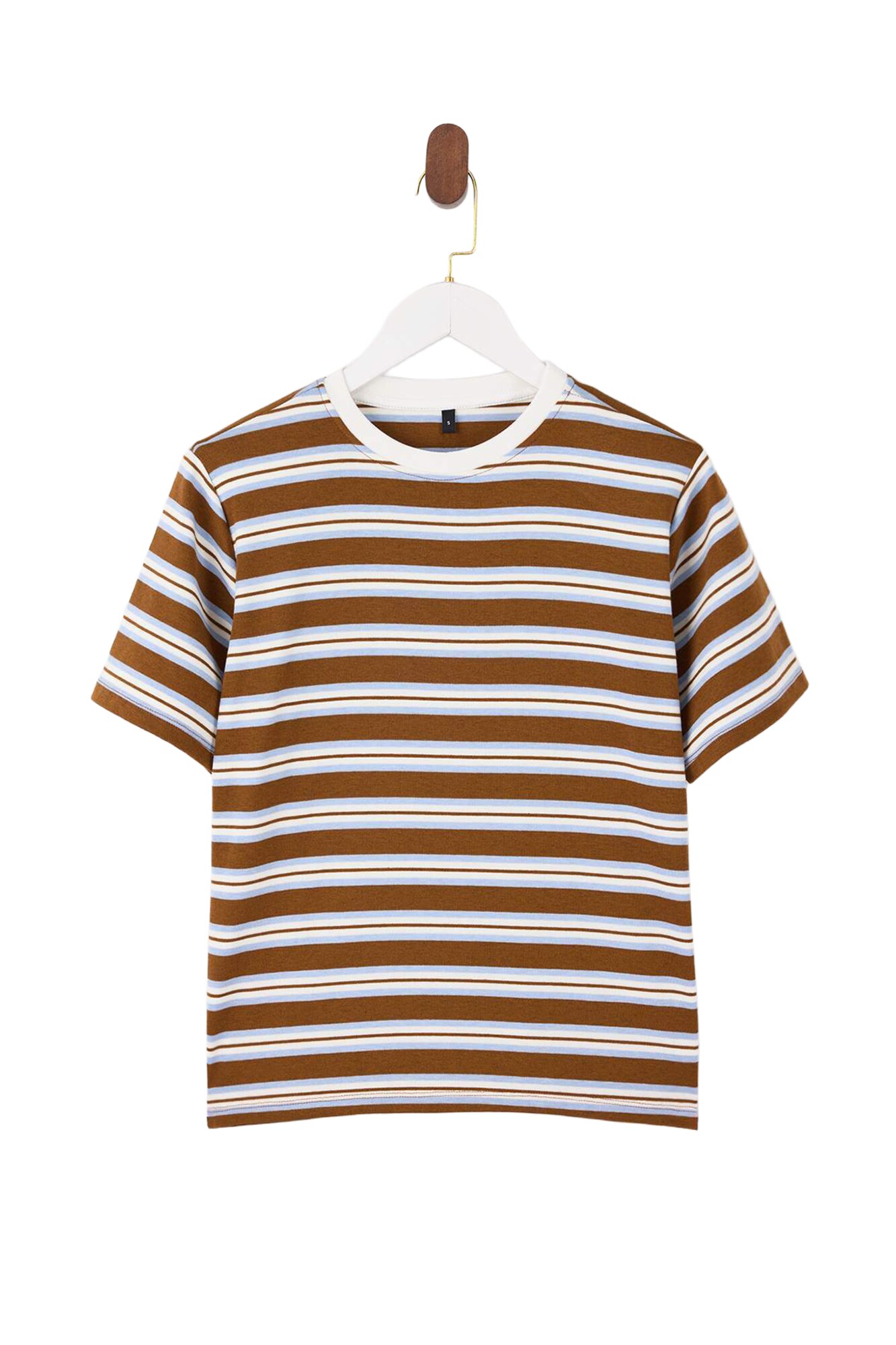 Trendyol Tricou albastru deschis / maro / alb