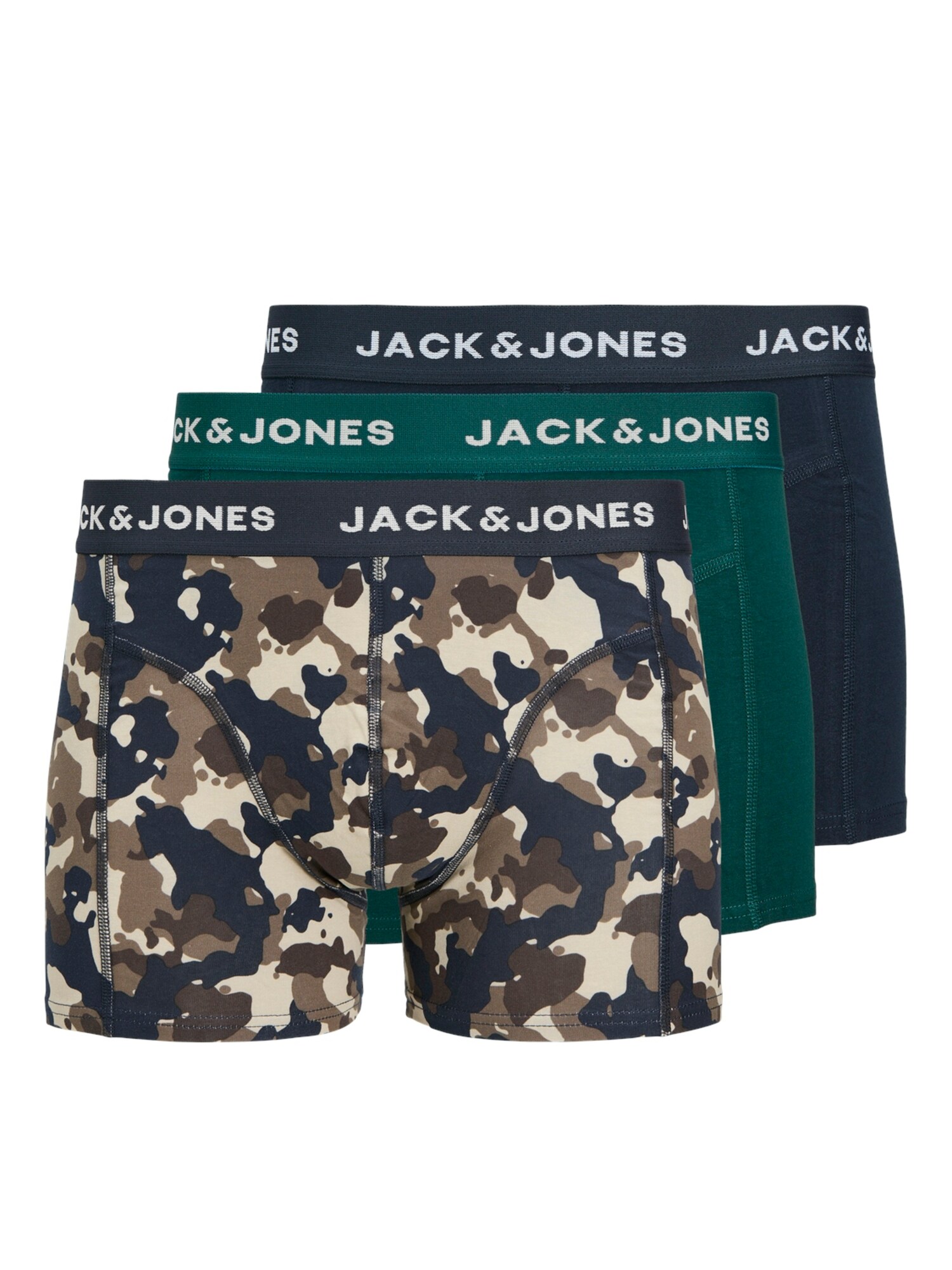 JACK & JONES Boxerky  námornícka modrá / kaki / smaragdová / biela