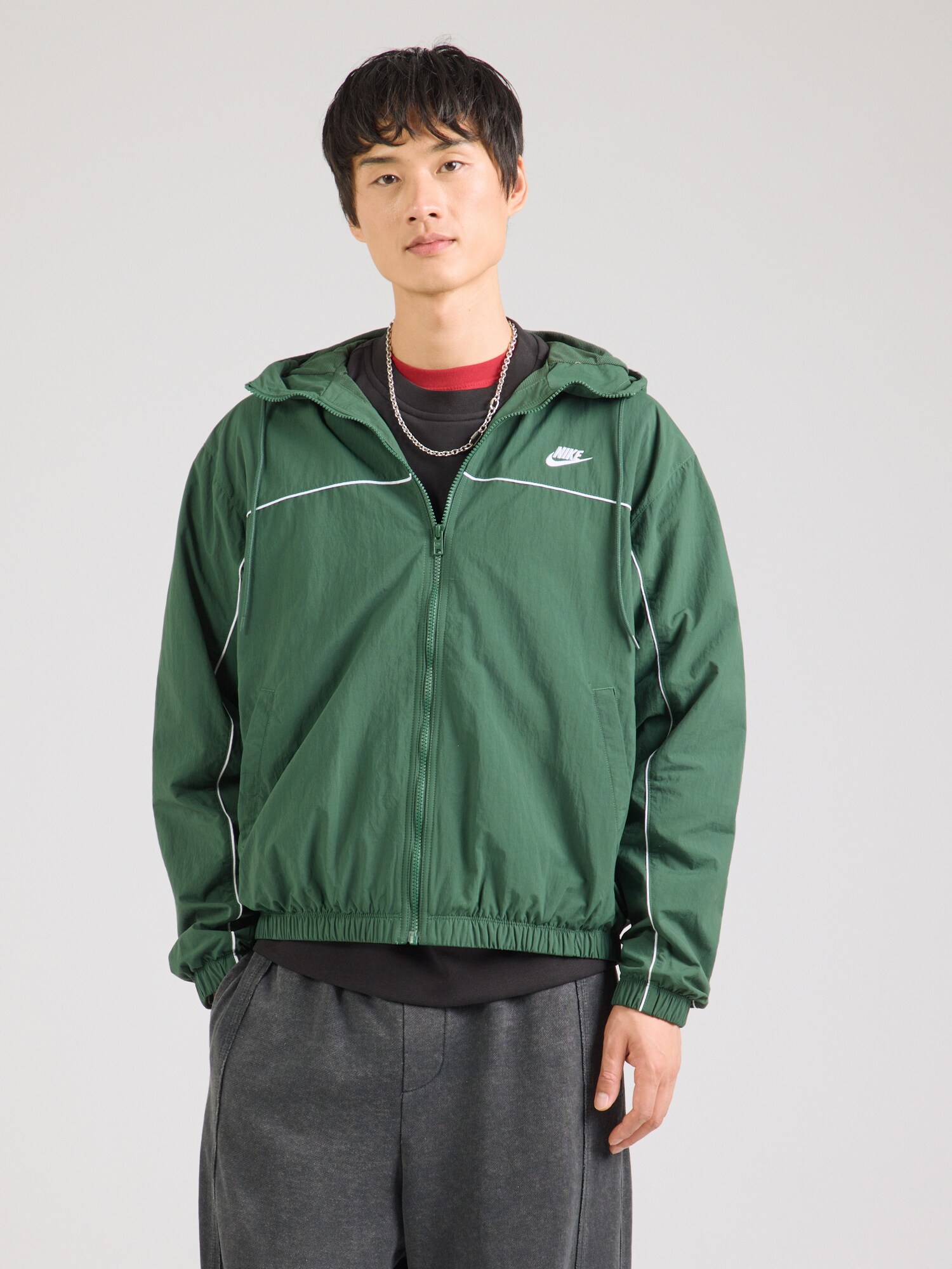 Nike Sportswear Chaqueta de entretiempo 'CLUB ATHLETE' verde oscuro / blanco – imagen 3