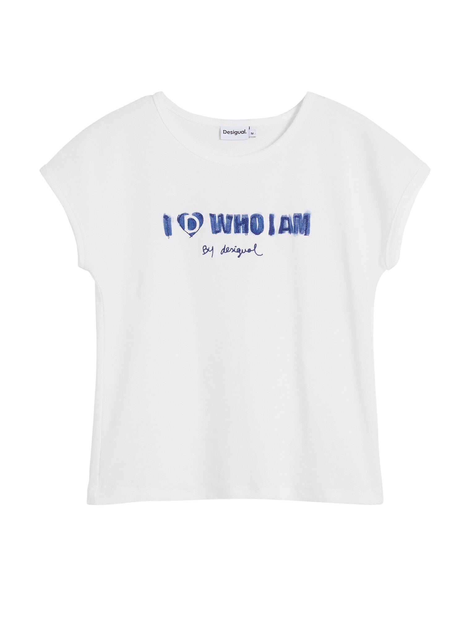 Desigual Póló 'Who I Am' kék / fehér akciós termékkép 1