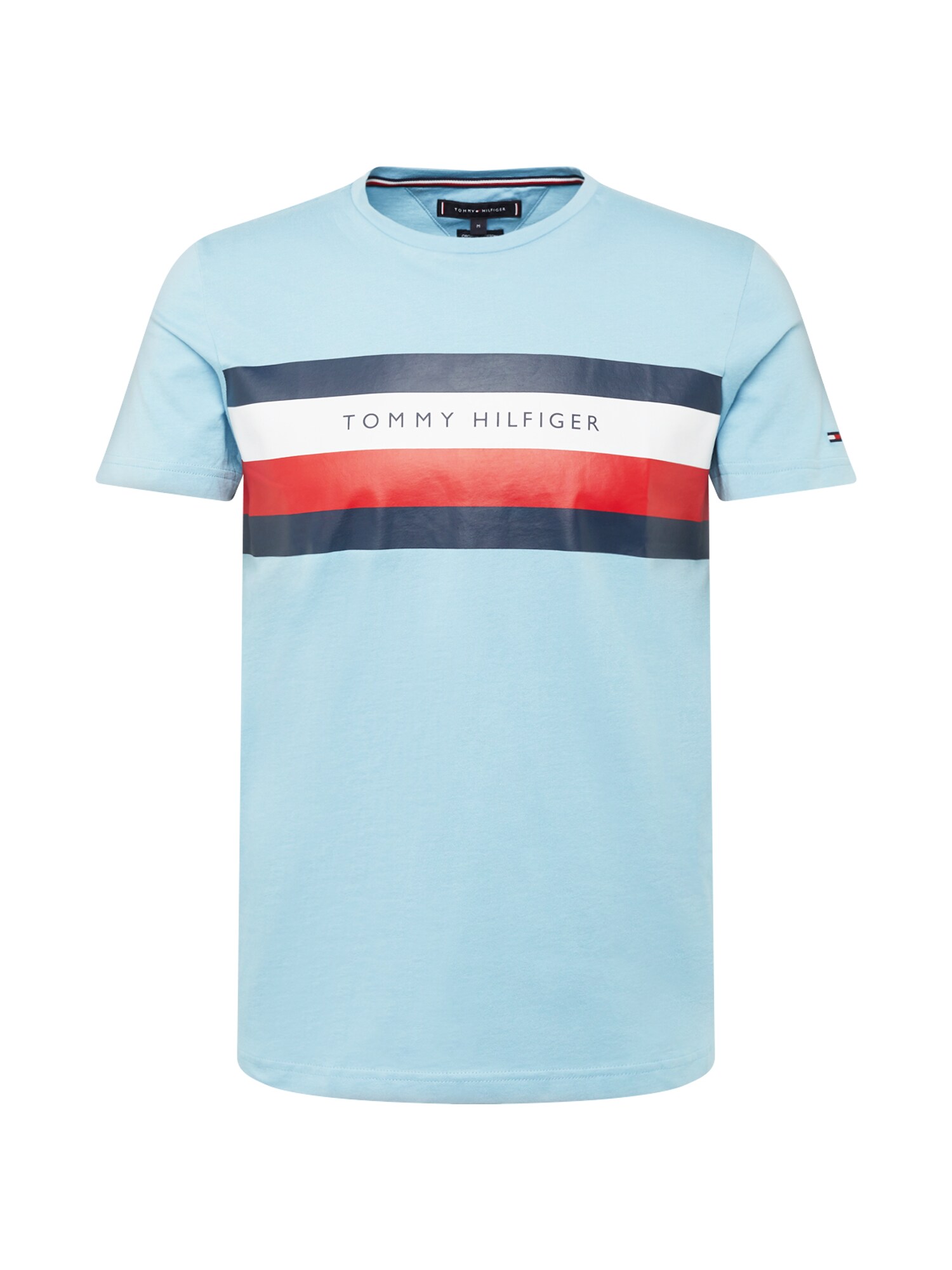TOMMY HILFIGER Marškinėliai  šviesiai mėlyna / tamsiai mėlyna / balta / raudona