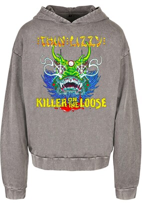 Merchcode Sweatshirt ‘Thin Lizzy – Killer Cover’ Royal blue/koningsblauw / Geel / Grafiet / Grasgroen