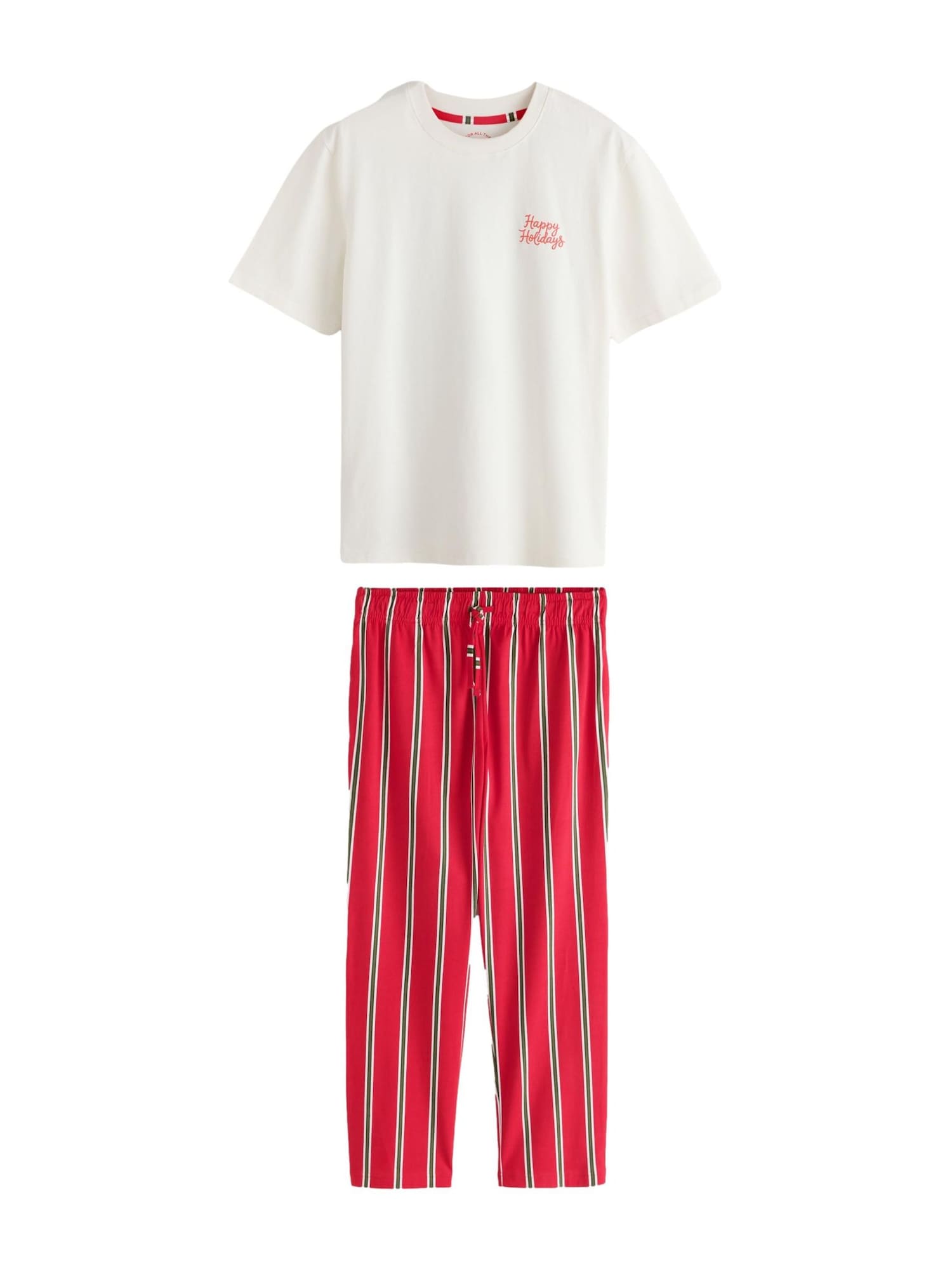 Next Pijama lungă Happy Holidays galben / verde / roșu / alb