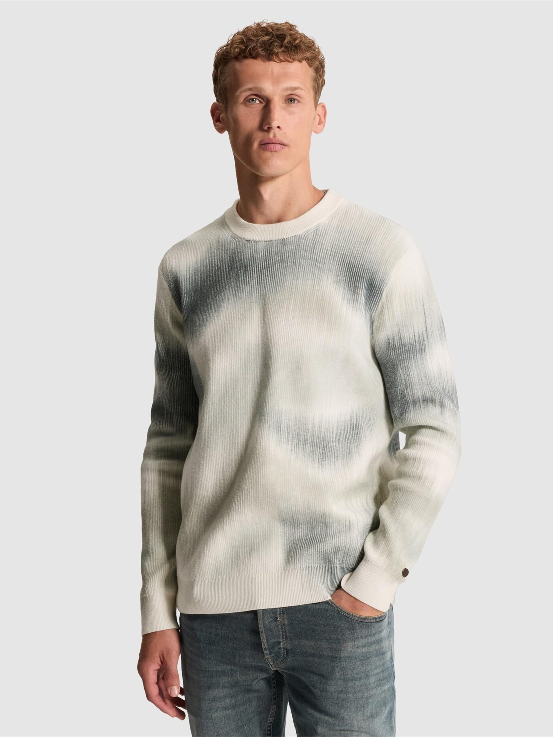 Cast Iron Tröja 'Pullover with allover print and texture' herr