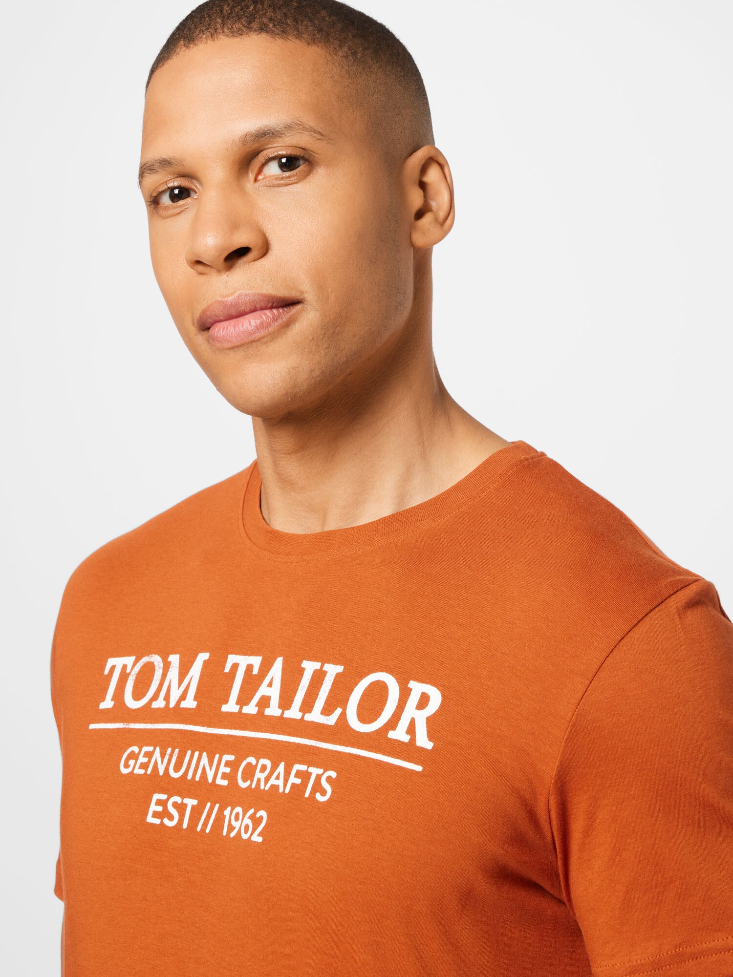 TOM TAILOR Tričko hrdzavohnedá / biela (obrázok 4)