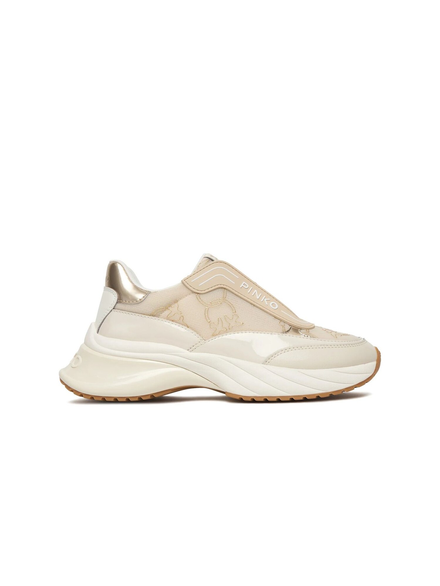 PINKO Zapatillas deportivas bajas 'Ariel 19 - Sneaker Calf Leather/Patent/Monogram Net' beige – imagen 1