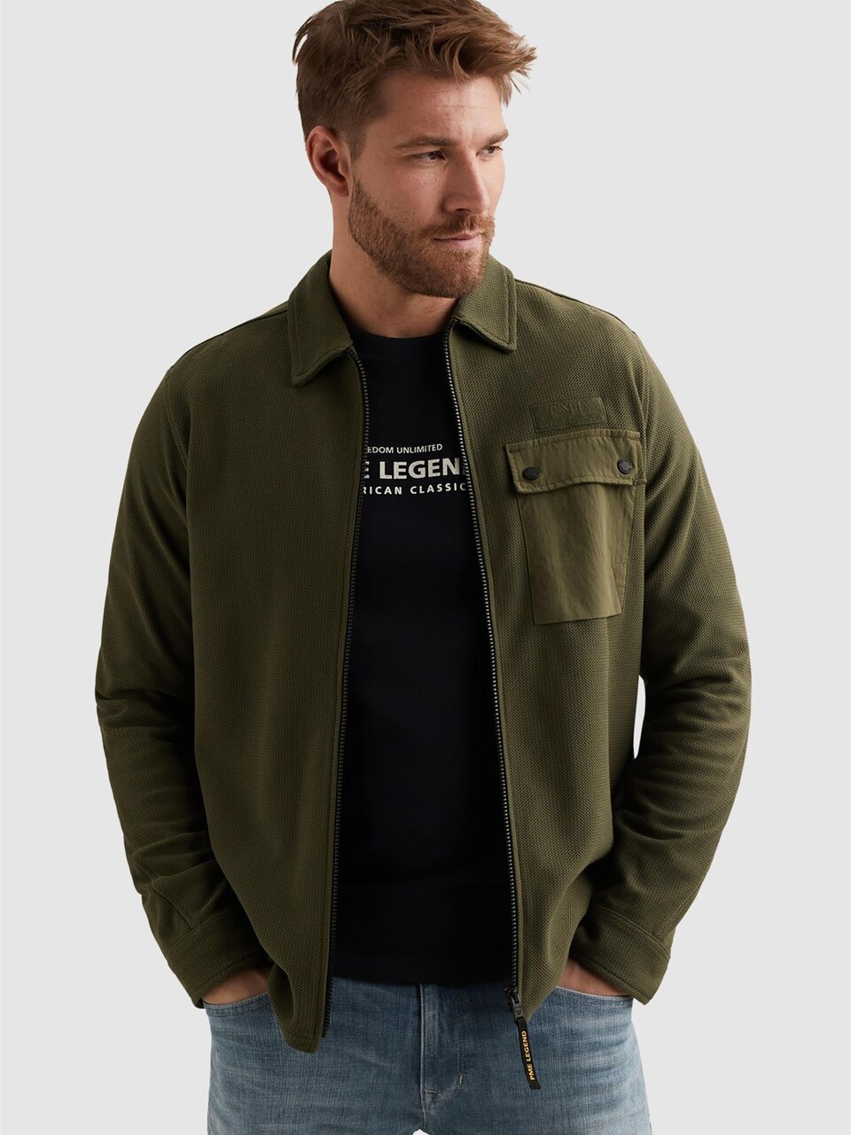 Övergångsjacka 'PME LEGEND Shirt jacket with zipper closure and badge'