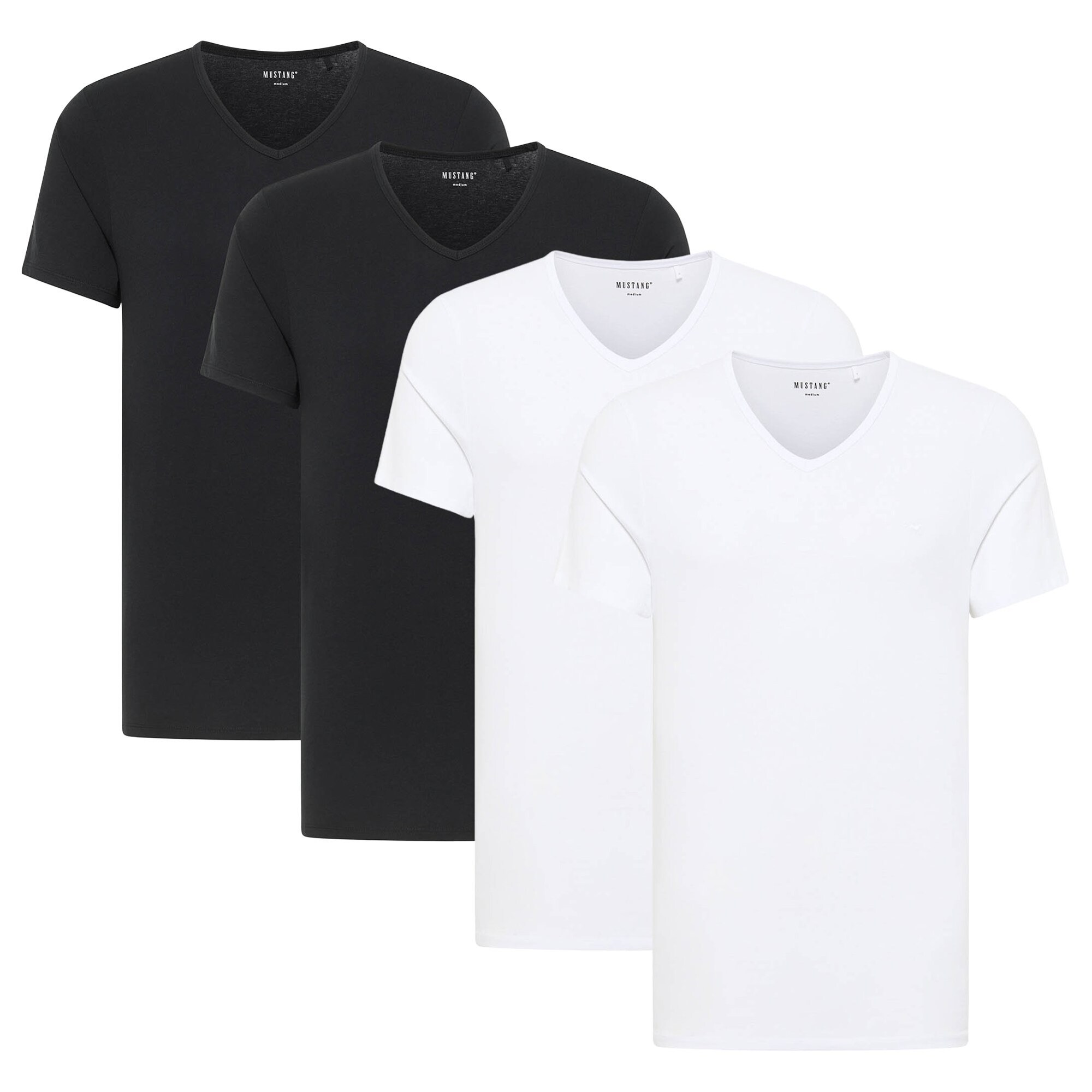 MUSTANG Camiseta  negro / blanco