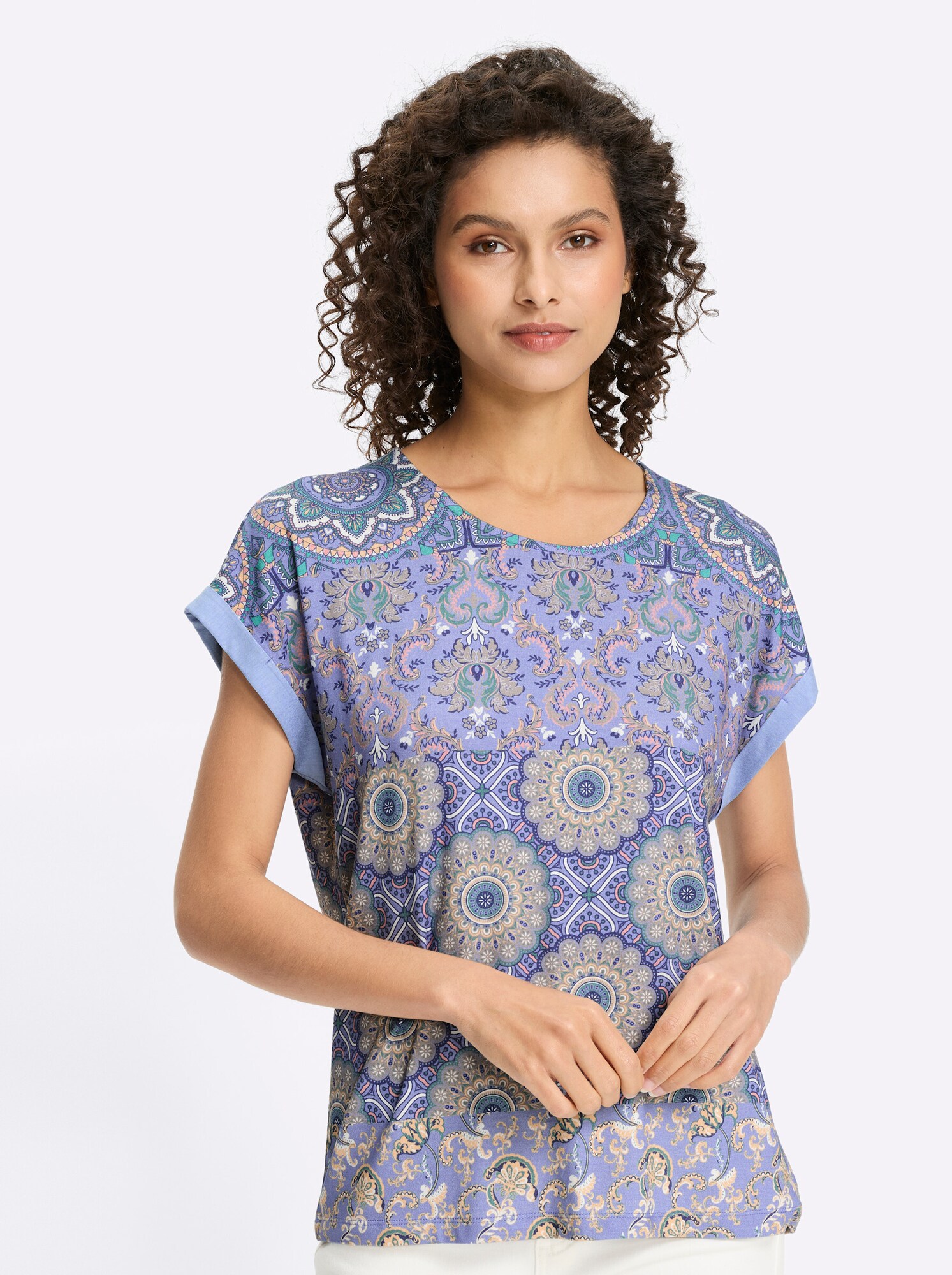 heine Tricou  ecru / albastru / roz