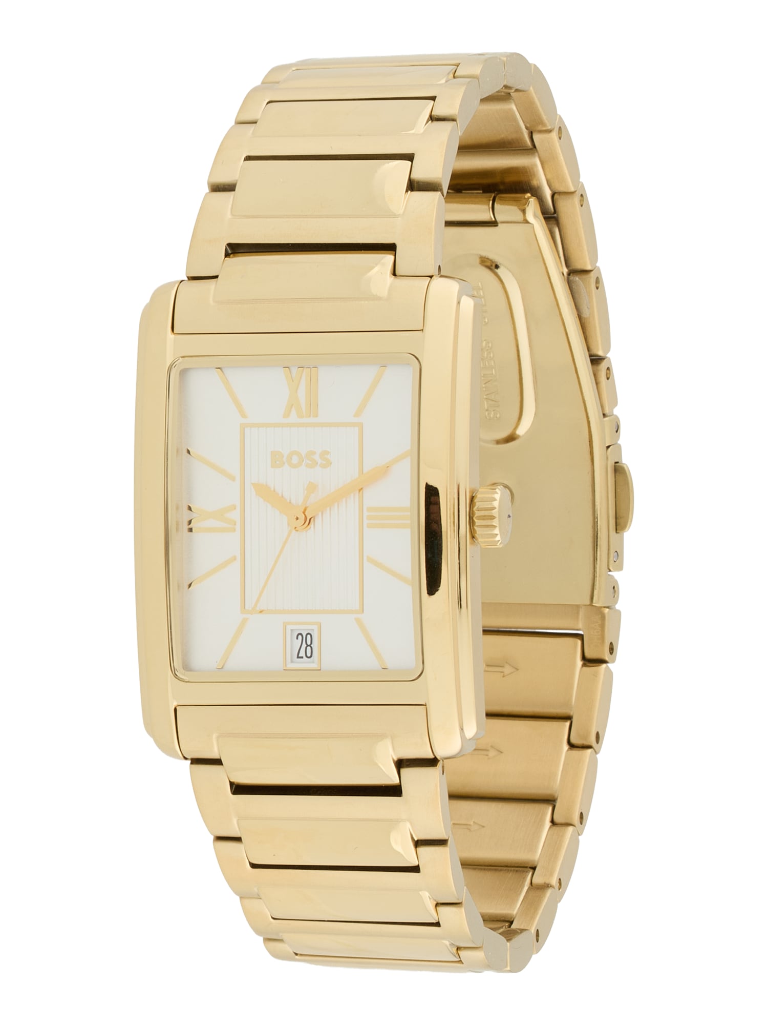 BOSS Ceas analogic Principle Dress  auriu / alb perlat