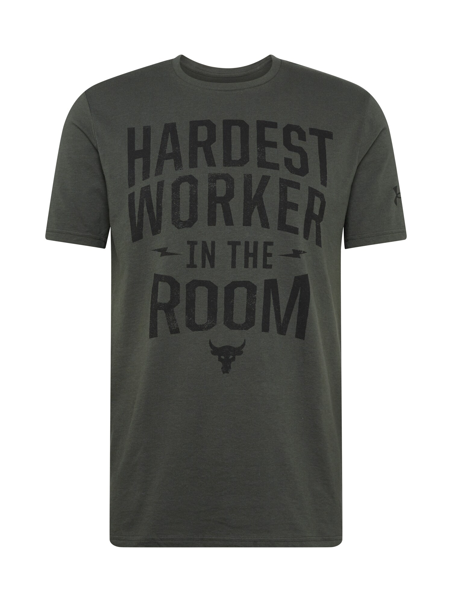 UNDER ARMOUR Sportiniai marškinėliai 'ROCK HARDEST'  tamsiai žalia / juoda