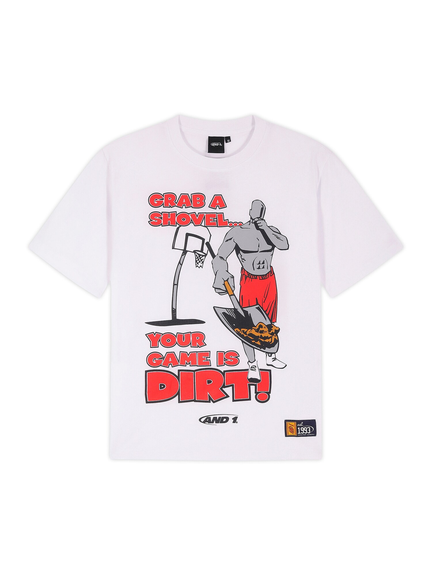 AND1 Tricou 'Grab a Shovel'  gri / roșu / negru / alb