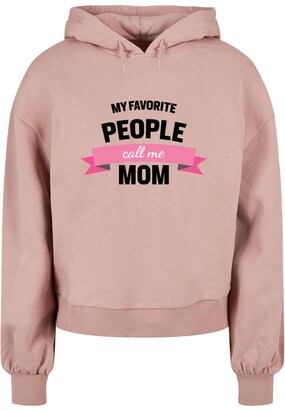 Merchcode Sweatshirt ‘Mothers Day – My Favorite People Call Me Mom’ Rosé / Zwart / Wit