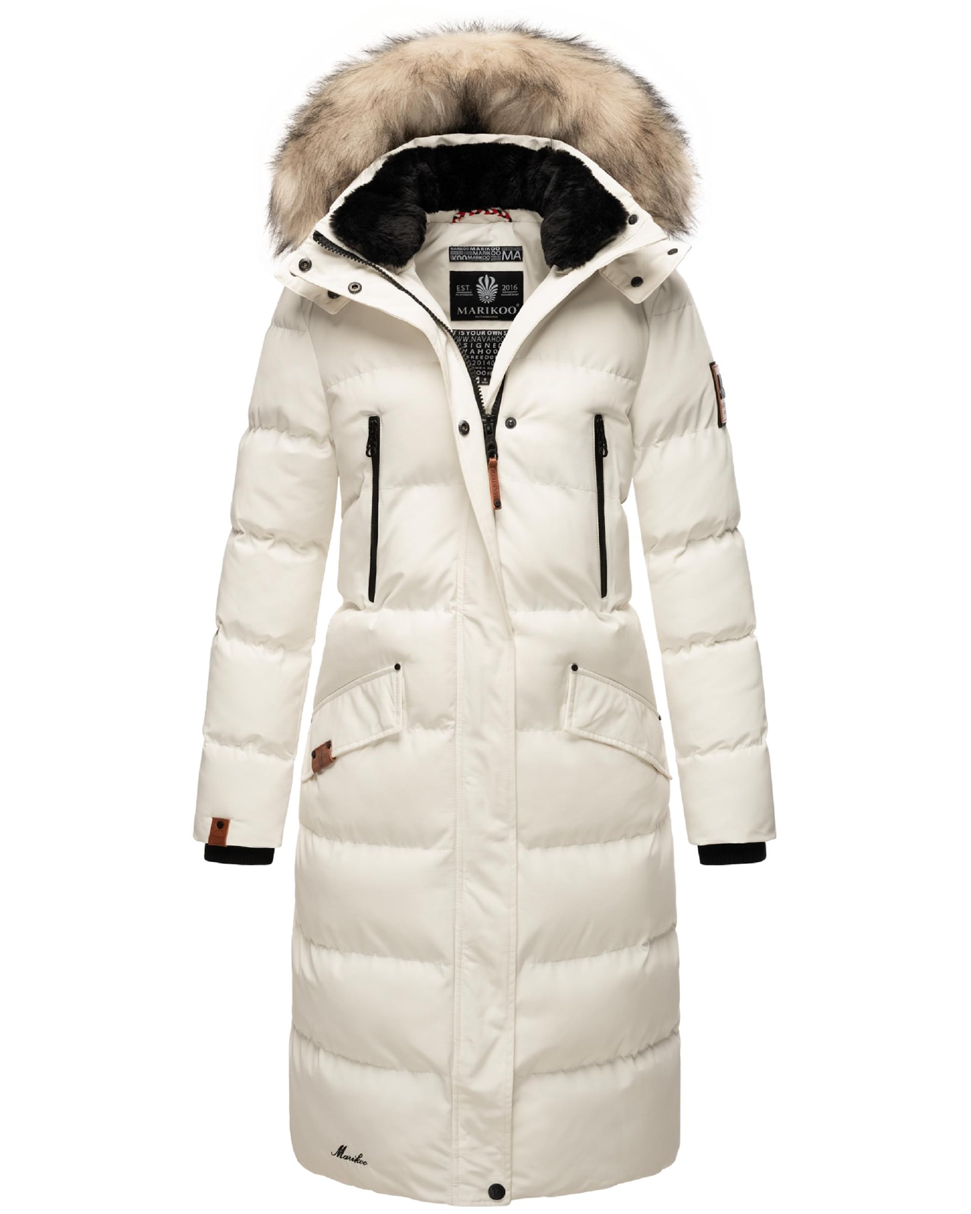 MARIKOO Vinterkappa 'Schneesternchen' beige / svart / vit dam