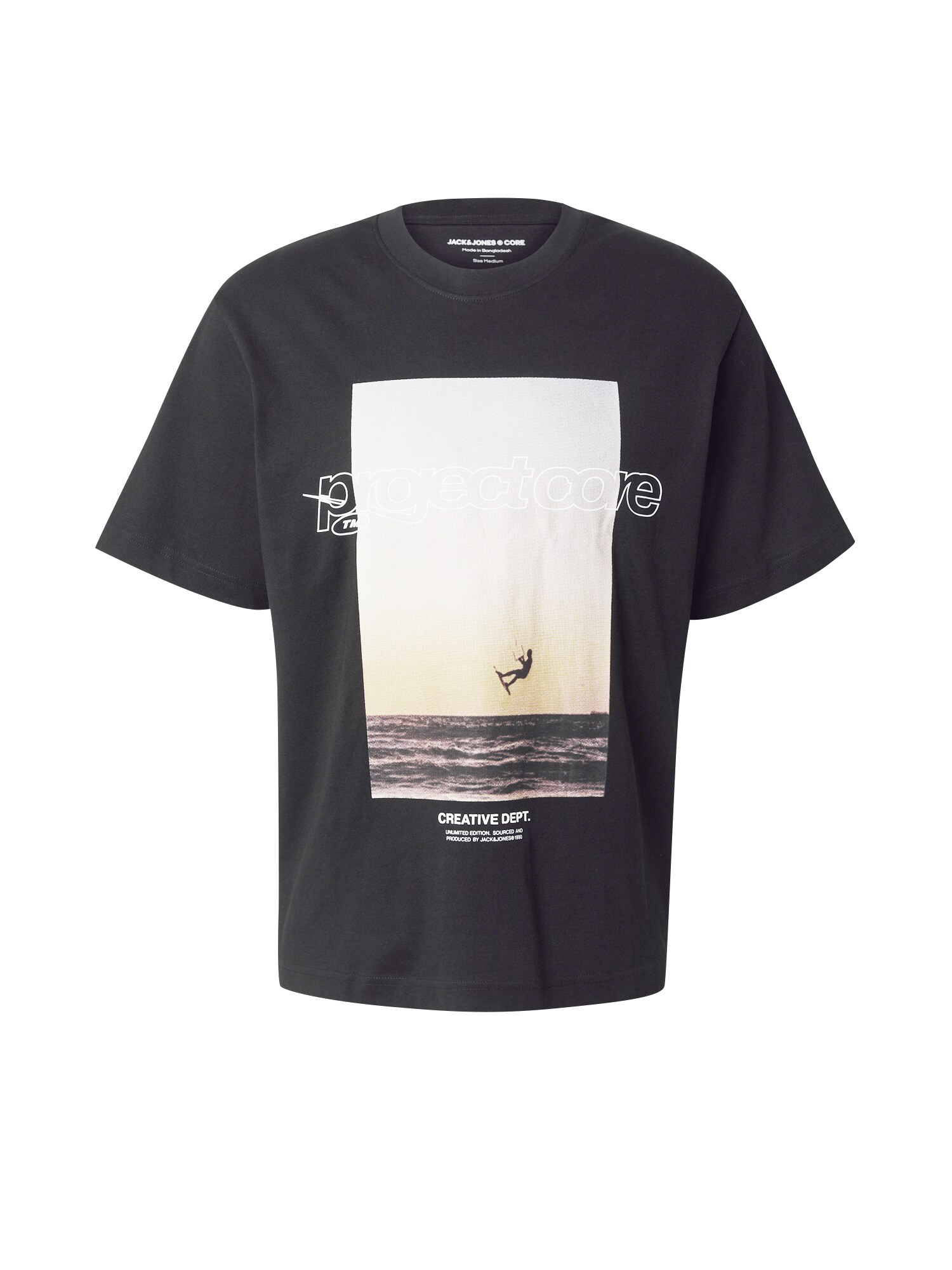 JACK & JONES Póló 'JCOUNION'  homok / világoszöld / fekete / fehér akciós termékkép 1