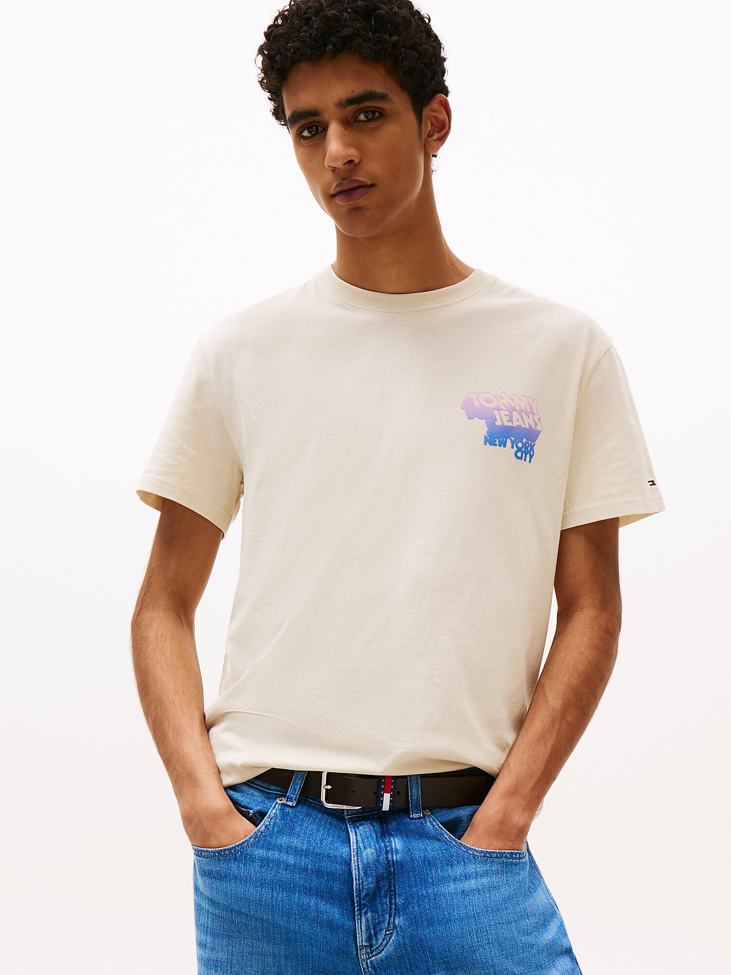 Tommy Jeans Póló  krém / világoskék / rózsaszín termék 2. képe
