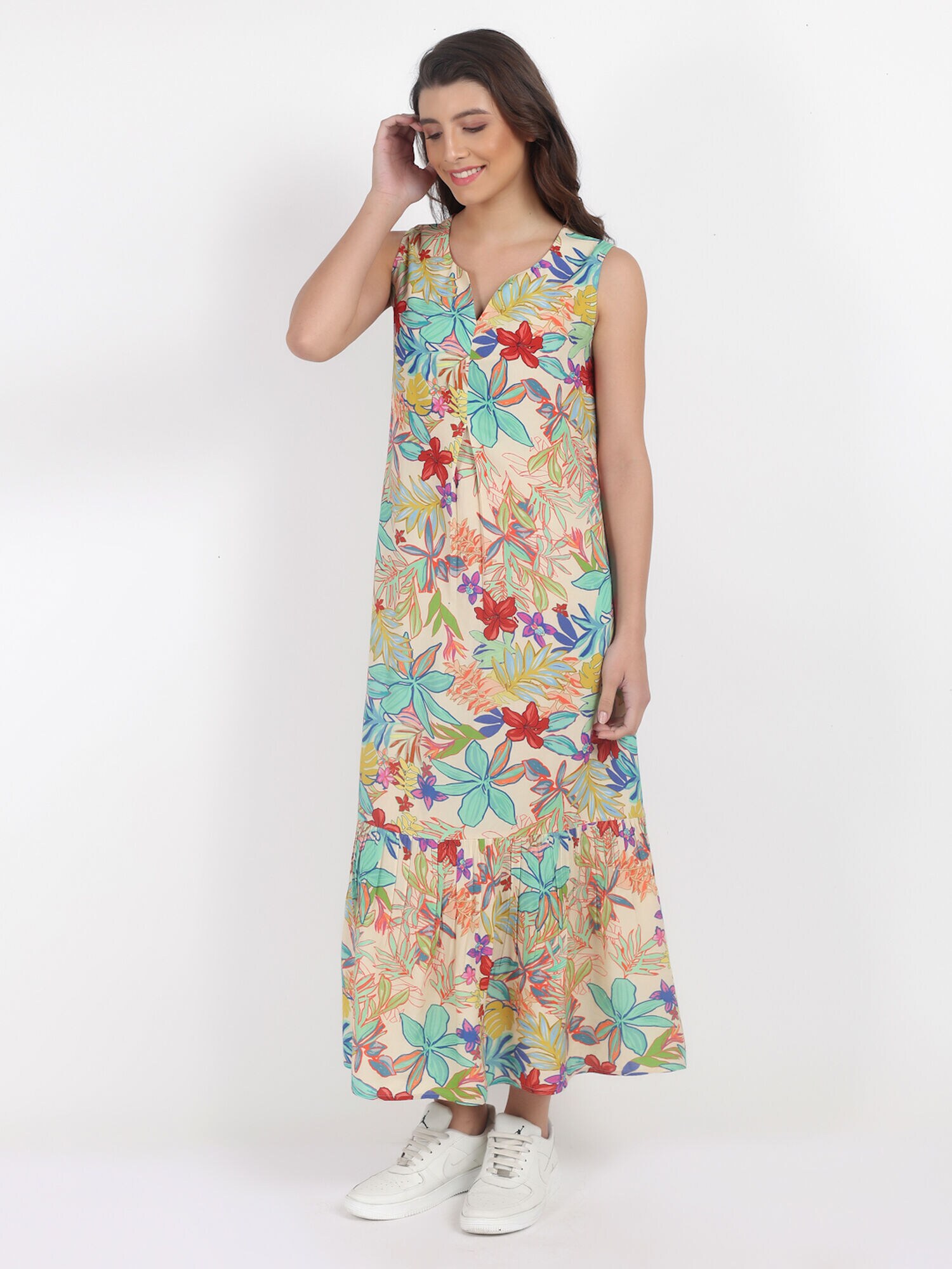 Thumbnail - VICCI Germany Maxikleid mit wunderschönem mehrfarbigem Blumendruck