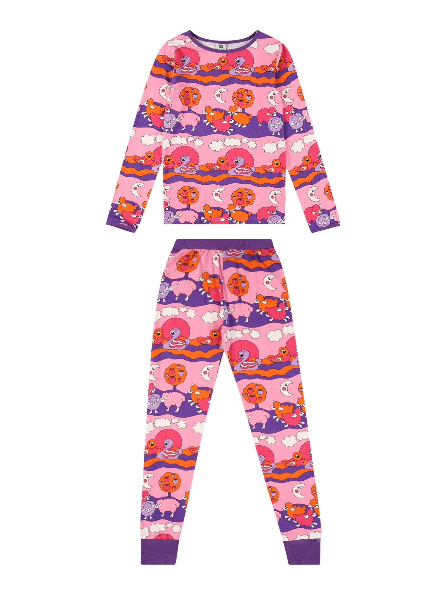 Småfolk Pijama 'Sheep & Ducks'  roxo escuro / laranja / rosa claro / branco