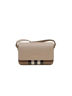BURBERRY Bolso de mano 'New Hampshire Check Leather Crossbody Bag 20x4.5x13 cm'  beige