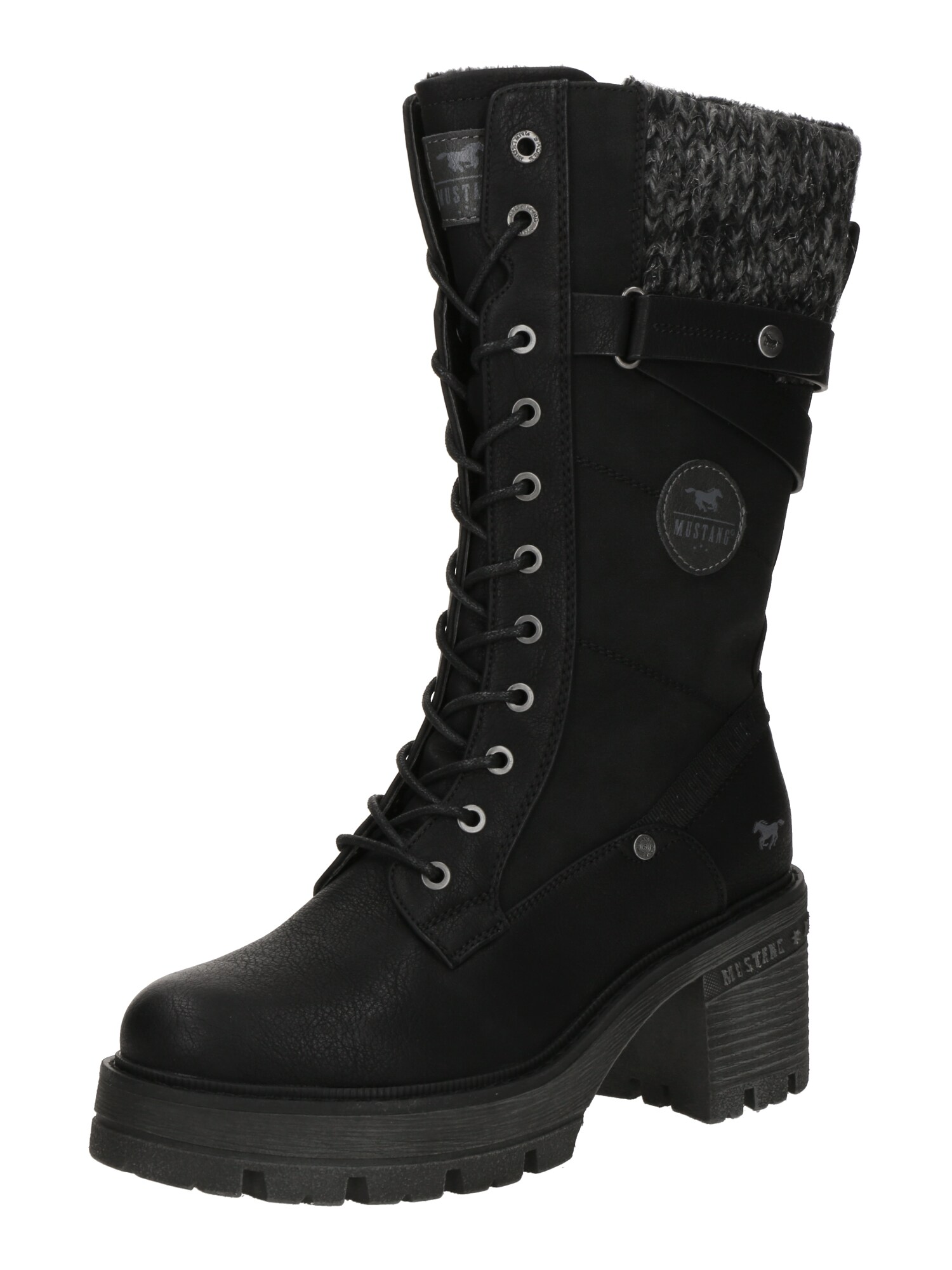 MUSTANG Cizme cu șireturi  gri amestecat / negru