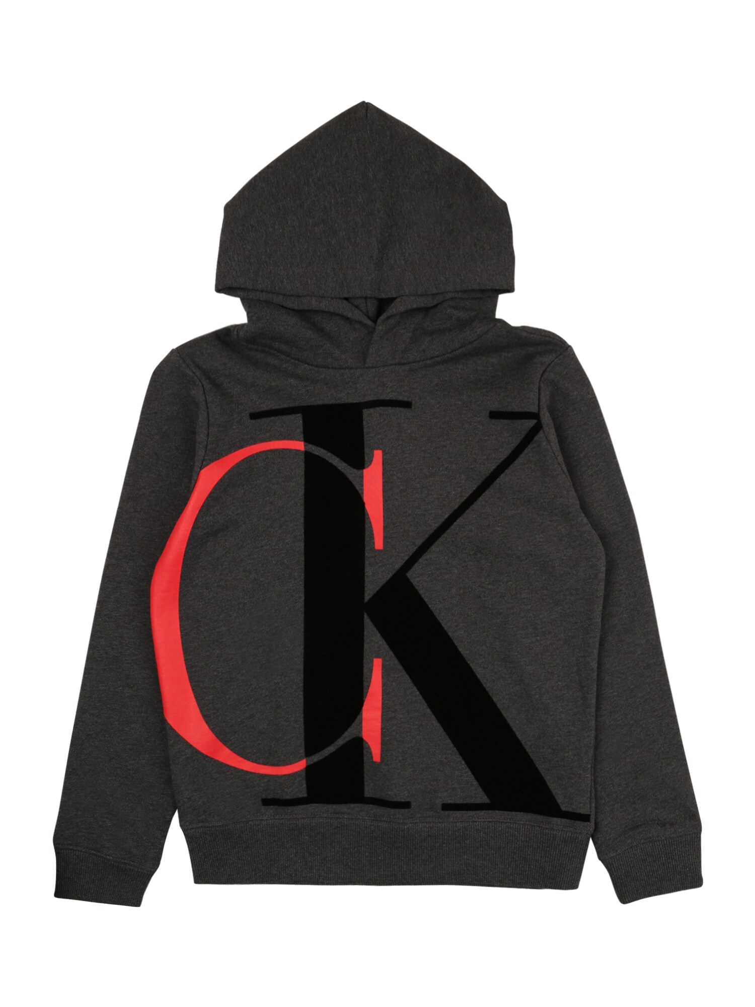 Calvin Klein Jeans Megztinis be užsegimo 'EXPLODED'  tamsiai pilka / juoda / raudona