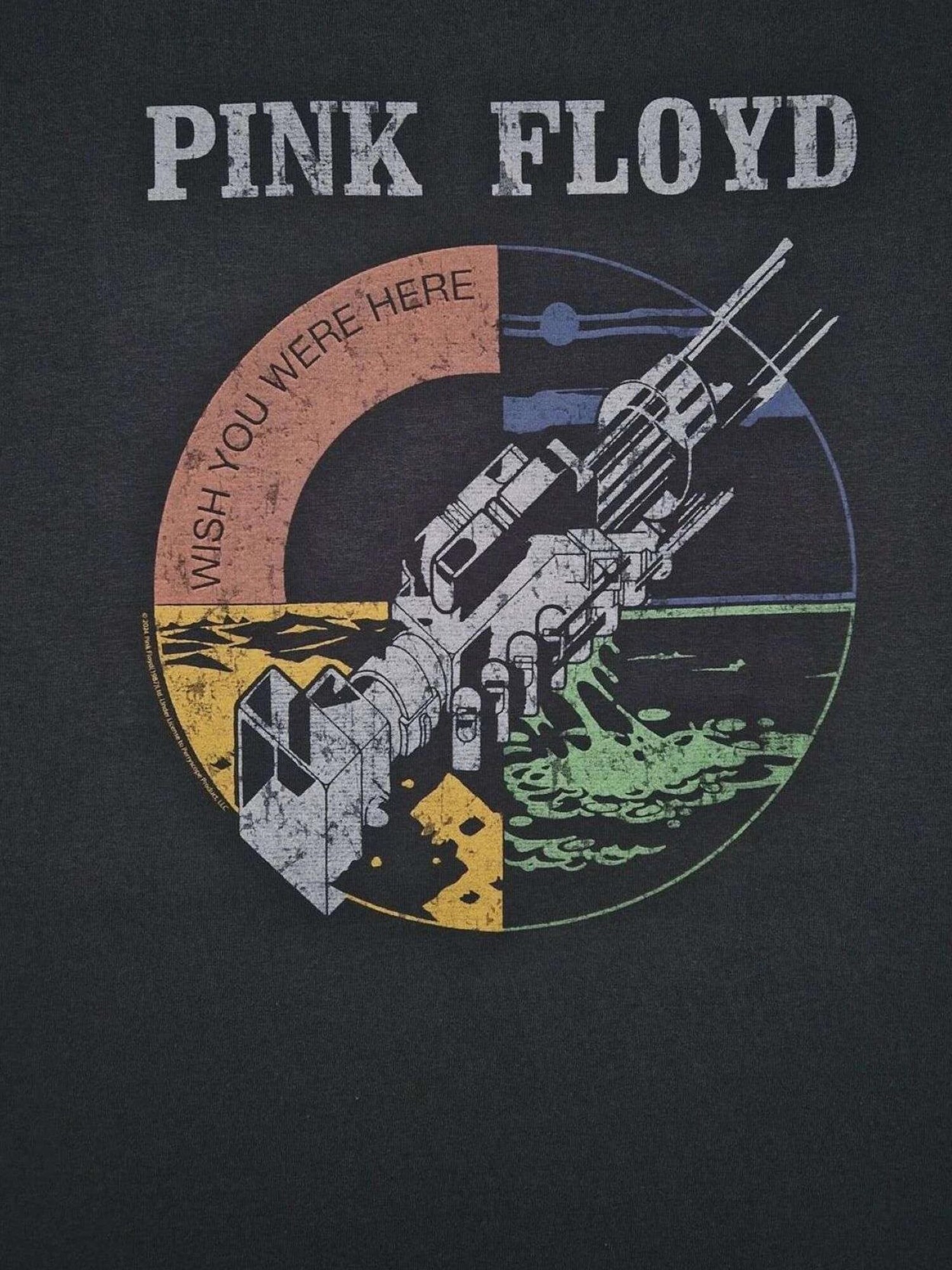 Pink Floyd Camiseta 'Pink Floyd - Pink Floyd - Wish you were Distressed t-shirt' negro – imagen 4