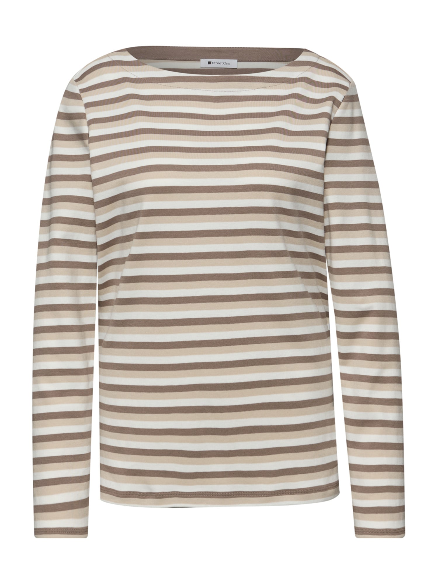 STREET ONE Tricou  bej / maro deschis / alb