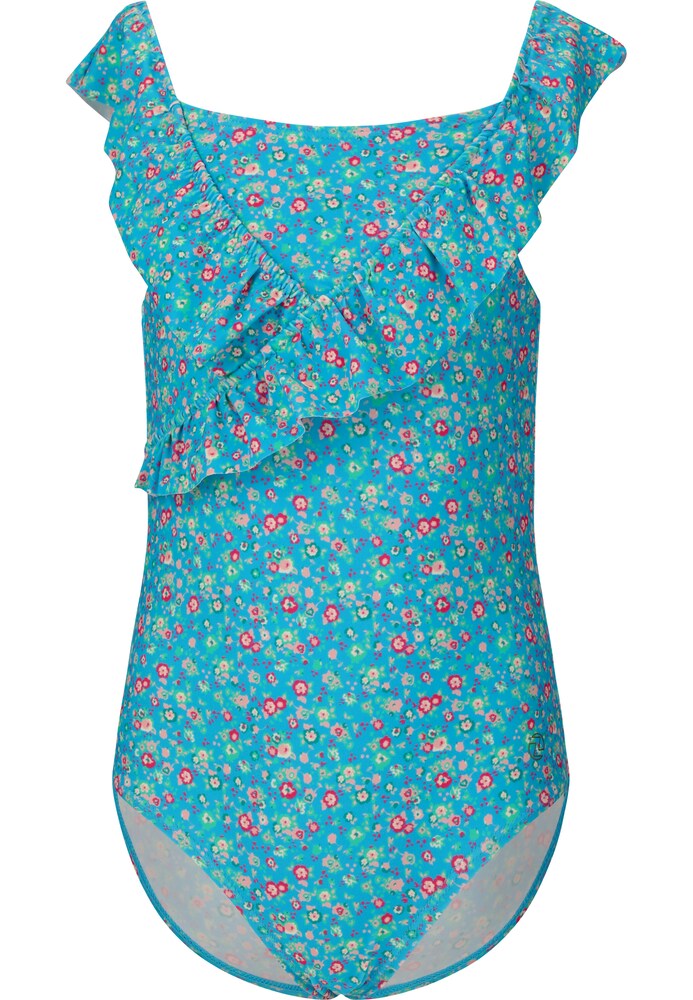 ZigZag Badeanzug 'Tropical' Mädchen Größe 104 blau / mischfarben