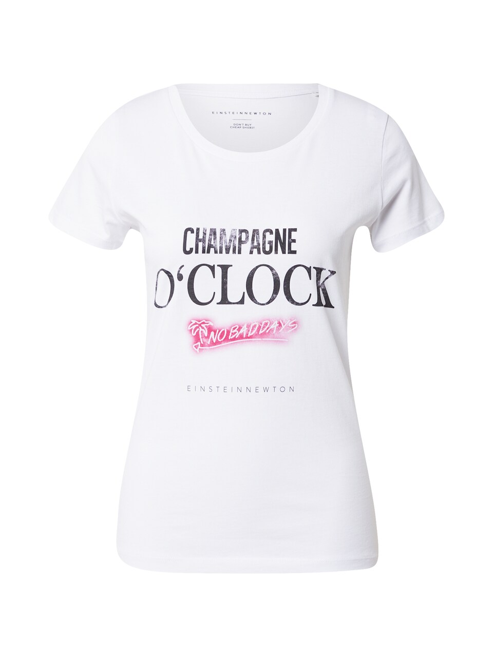 T-shirt 'Champagne O´clock' rosa / svart