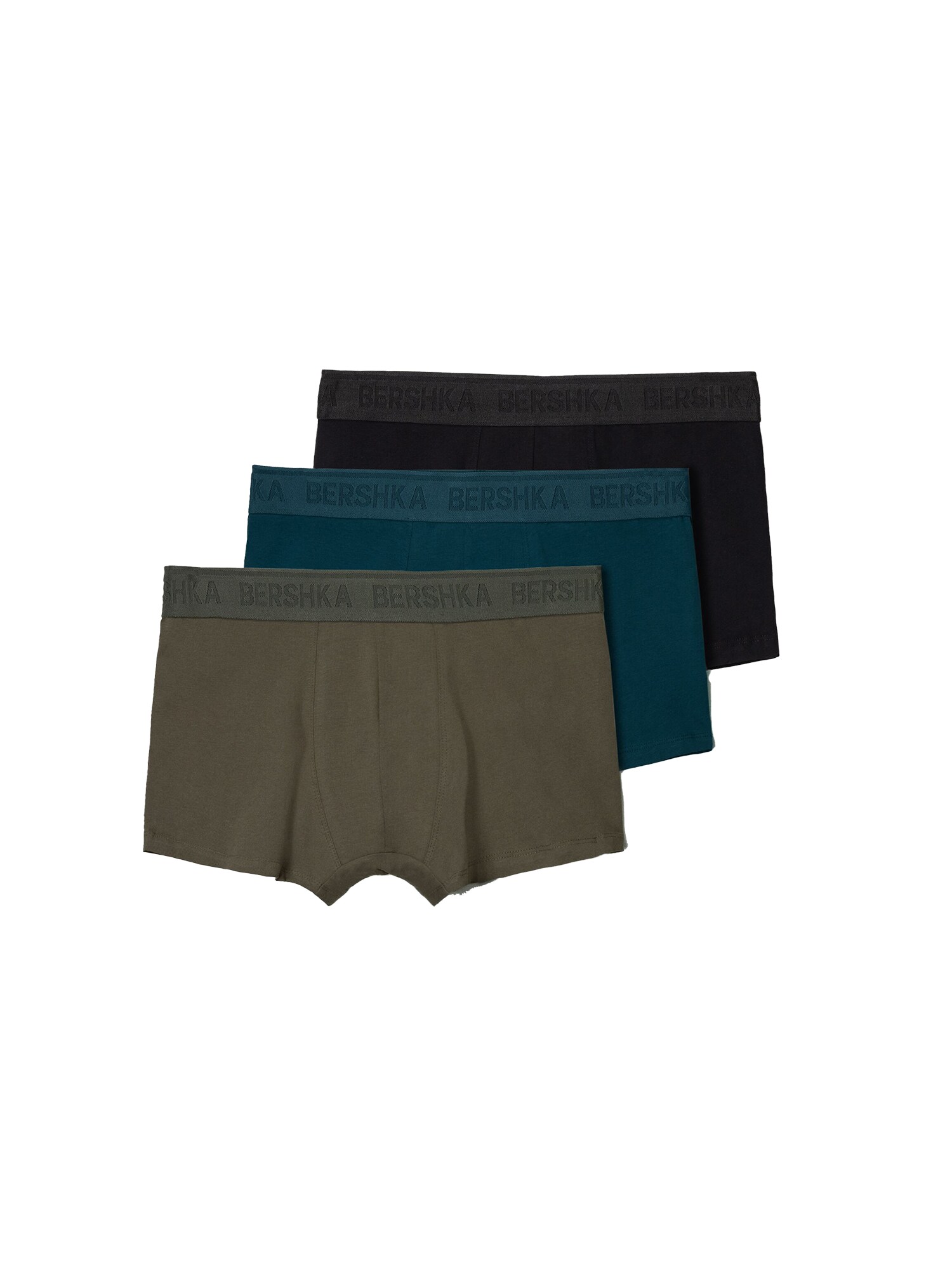 Bershka Boxeralsók  ciánkék / khaki / fekete akciós termékkép 1