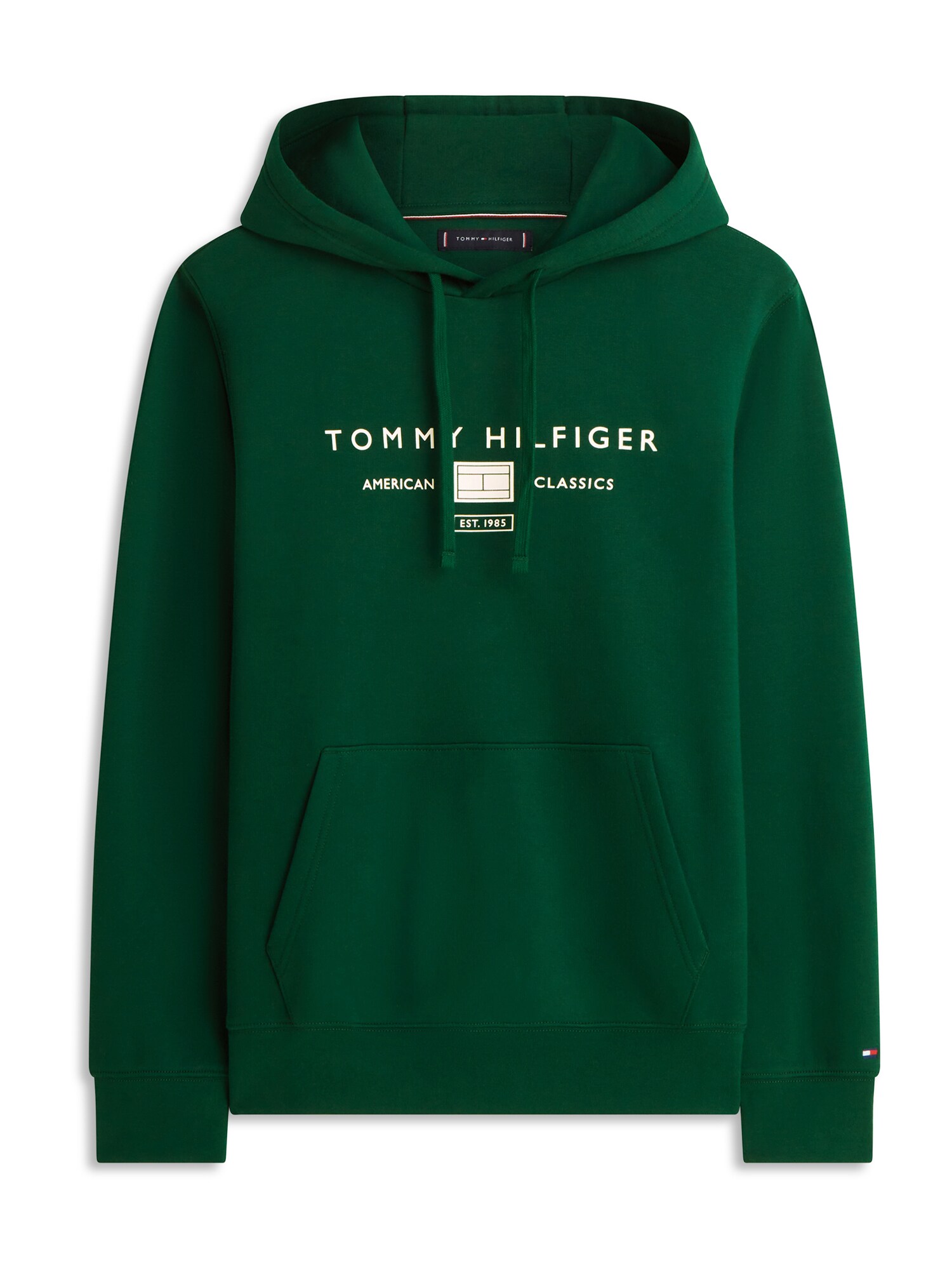 TOMMY HILFIGER Bluză de molton Brand Love  verde pin / alb