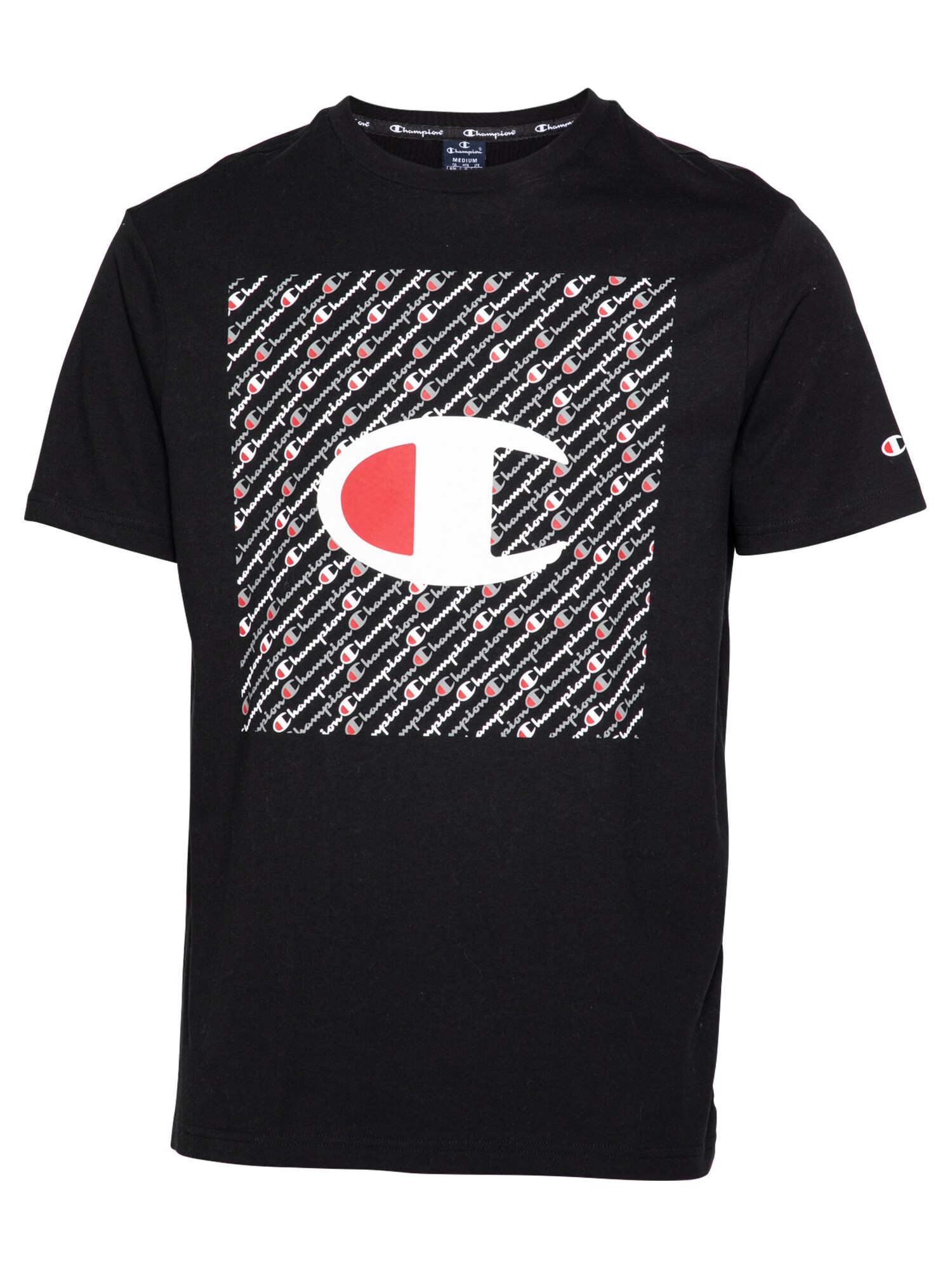 Champion Authentic Athletic Apparel Marškinėliai  juoda / balta / raudona