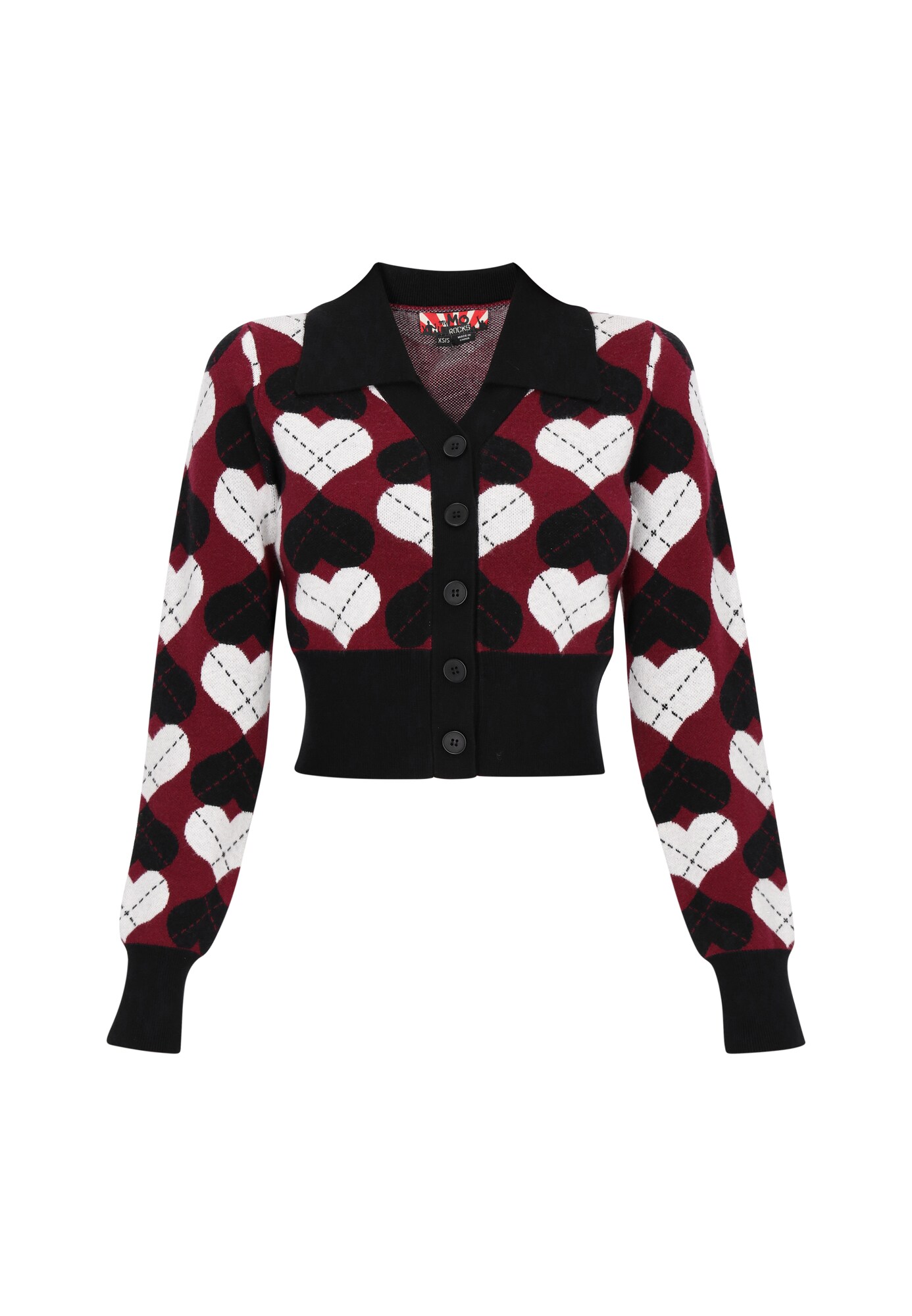 myMo ROCKS Geacă tricotată  roșu burgundy / negru / alb