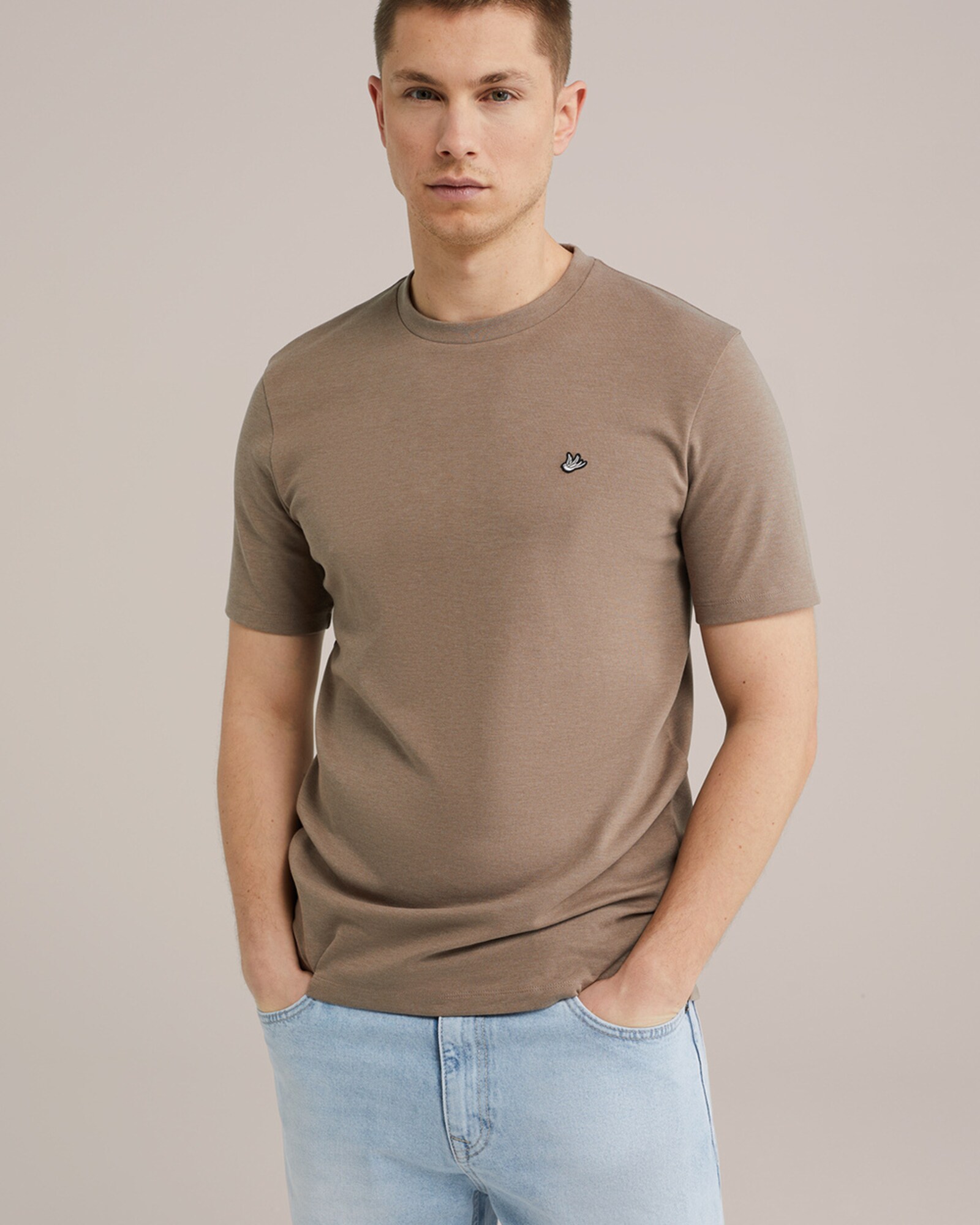 WE Fashion Póló  világos bézs / brokát / fekete termék 2. képe