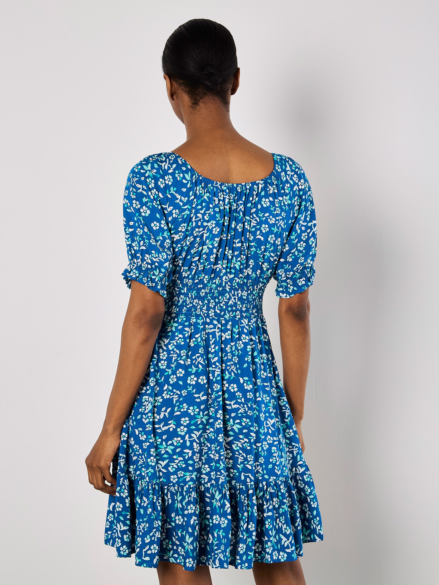 Thumbnail - Apricot Sarasa Floral Bardot Mini Dress