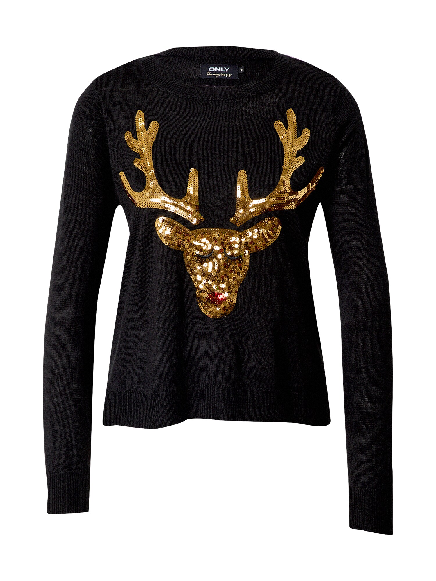ONLY Megztinis 'XMAS'  juoda / auksas / raudona