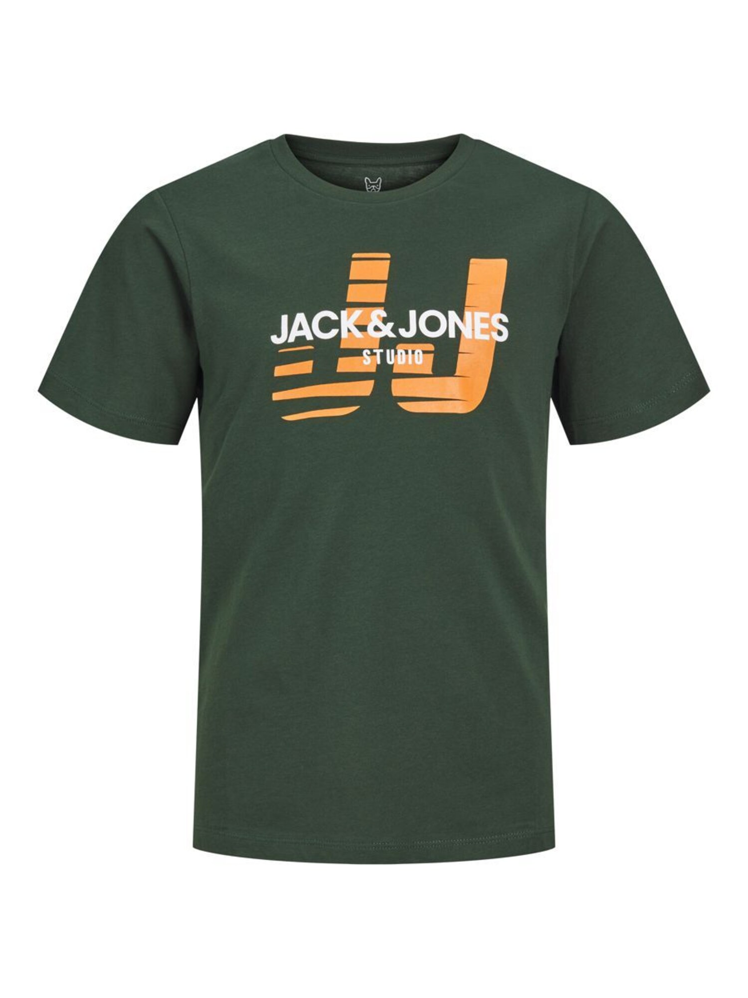Jack & Jones Junior Tričko  tmavozelená / oranžová / biela