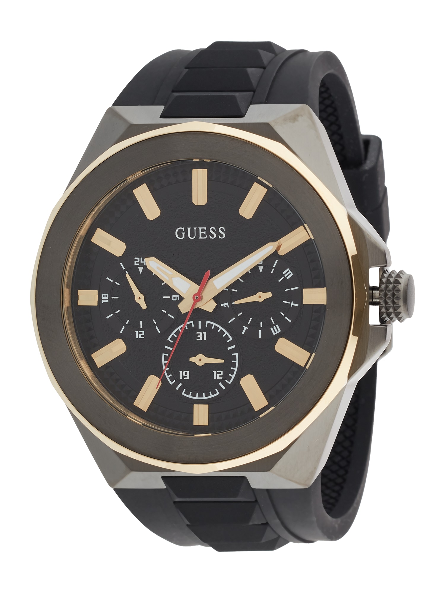 GUESS Ceas analogic  auriu / gri argintiu / negru
