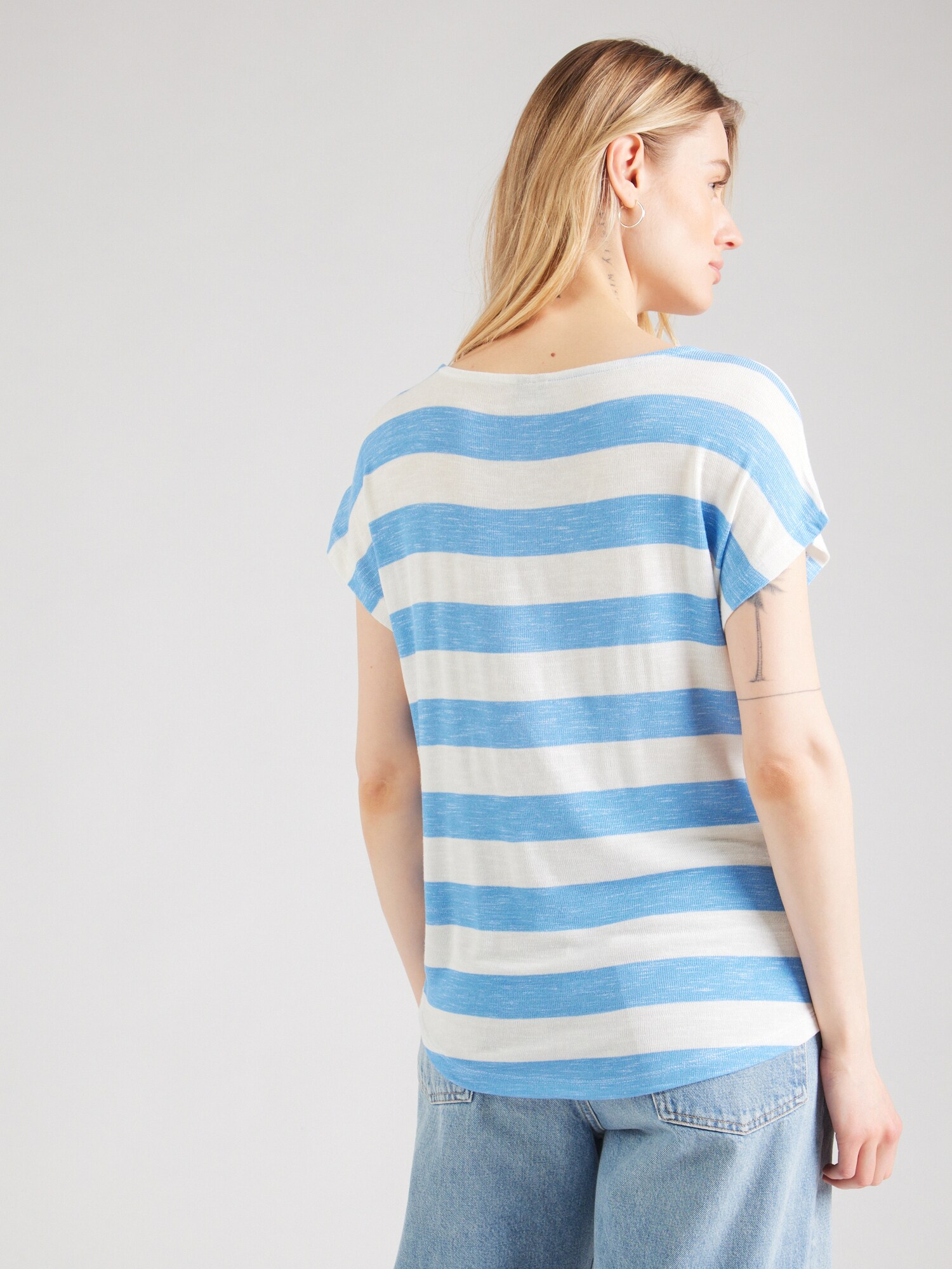 VERO MODA Póló  kék melír / fehér melír termék 2. képe