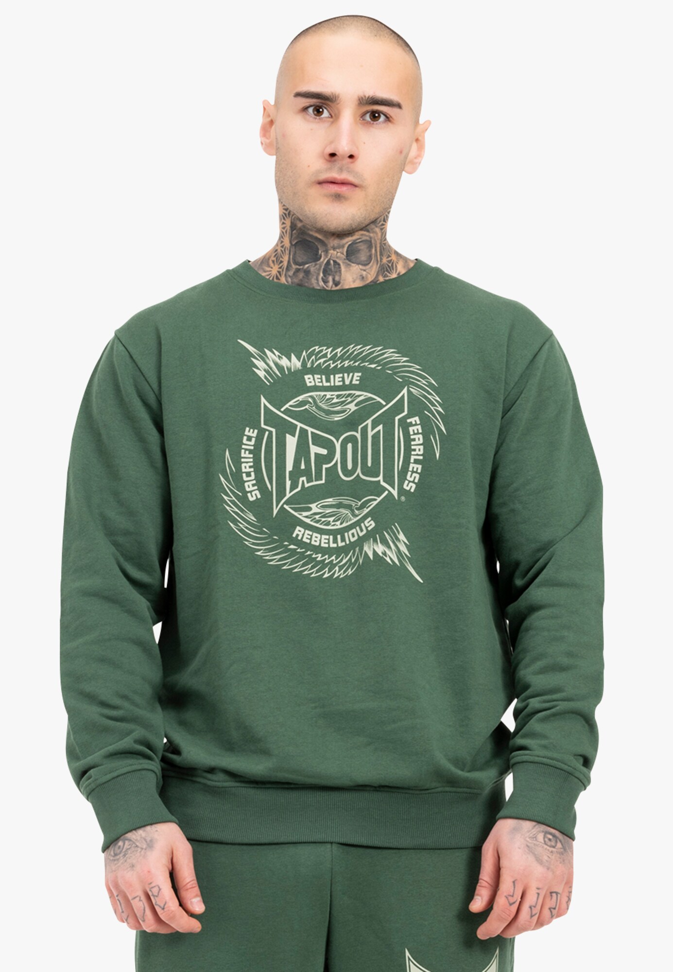 Tapout Tréning póló 'Spirit'  zöld / fehér termék 2. képe
