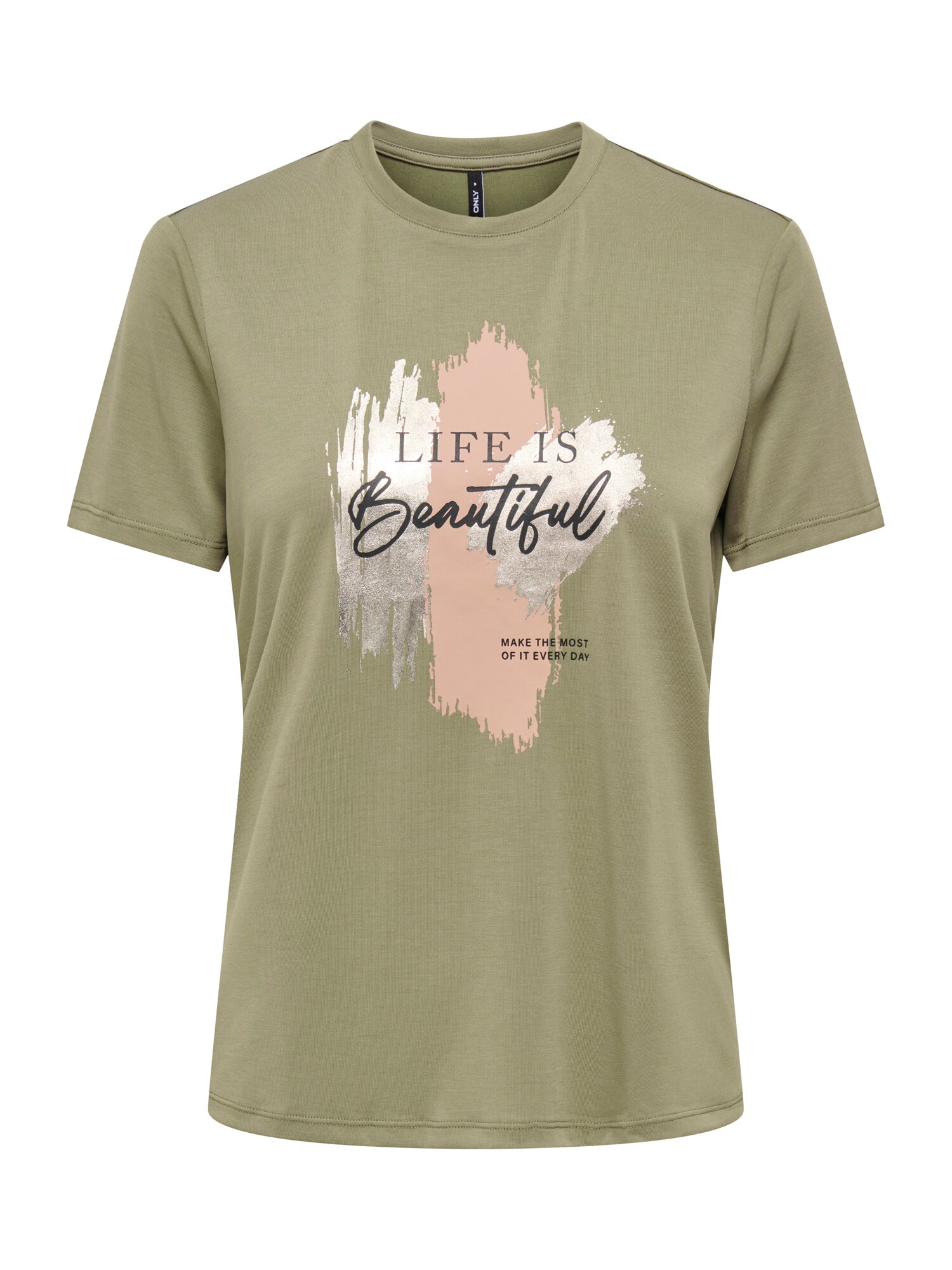 ONLY Tricou ONLFREE kaki / roz pudră / negru / argintiu