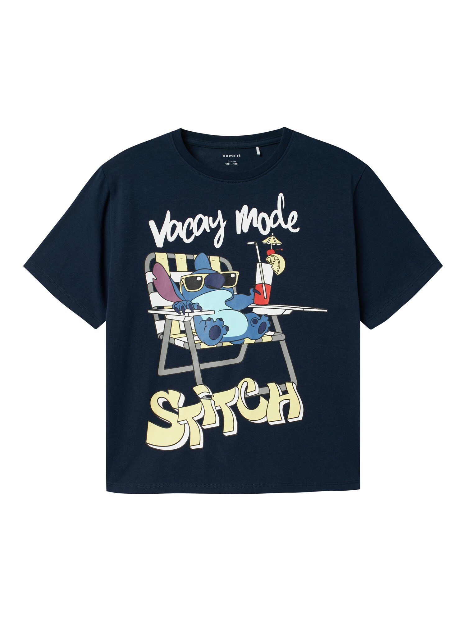 NAME IT Póló 'NKMAbbu Stitch'  tengerészkék / sötétkék / pasztellsárga / fehér akciós termékkép 1