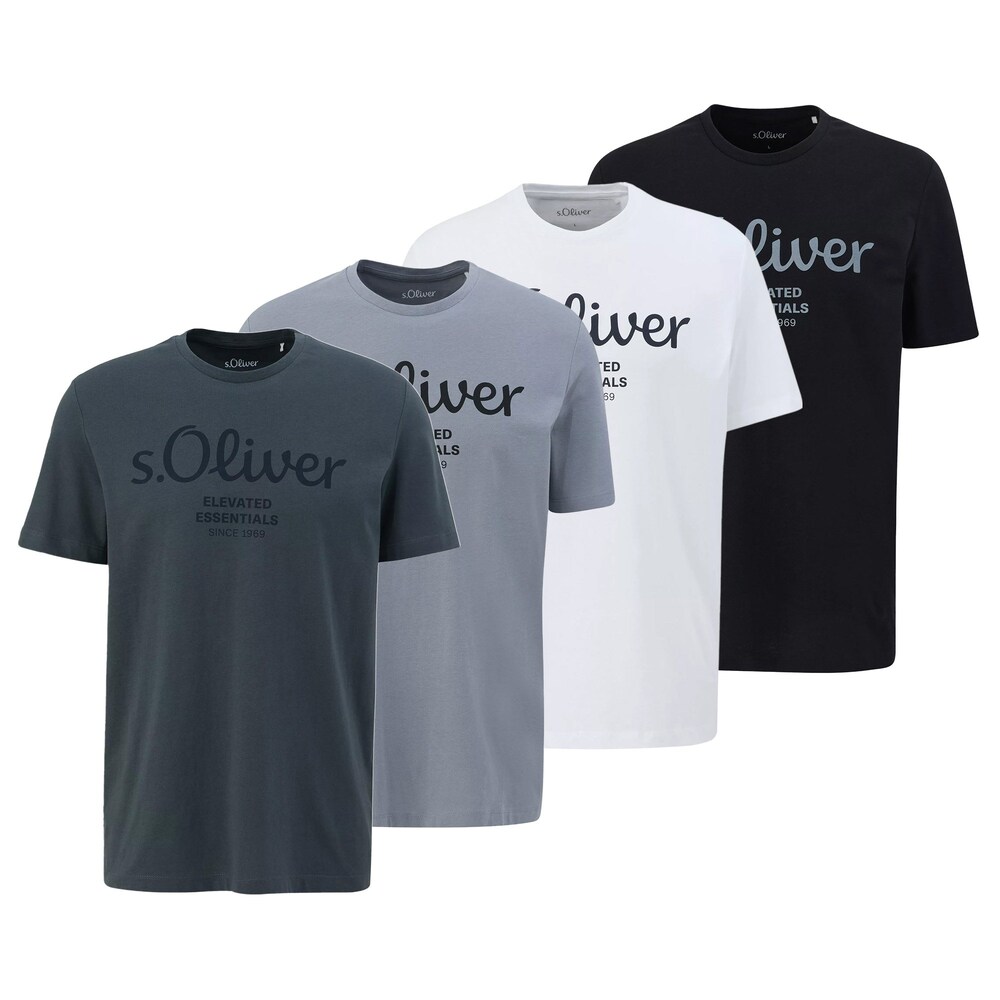 s.Oliver T-Shirt Herren Größe L rauchgrau / petrol / schwarz / weiß